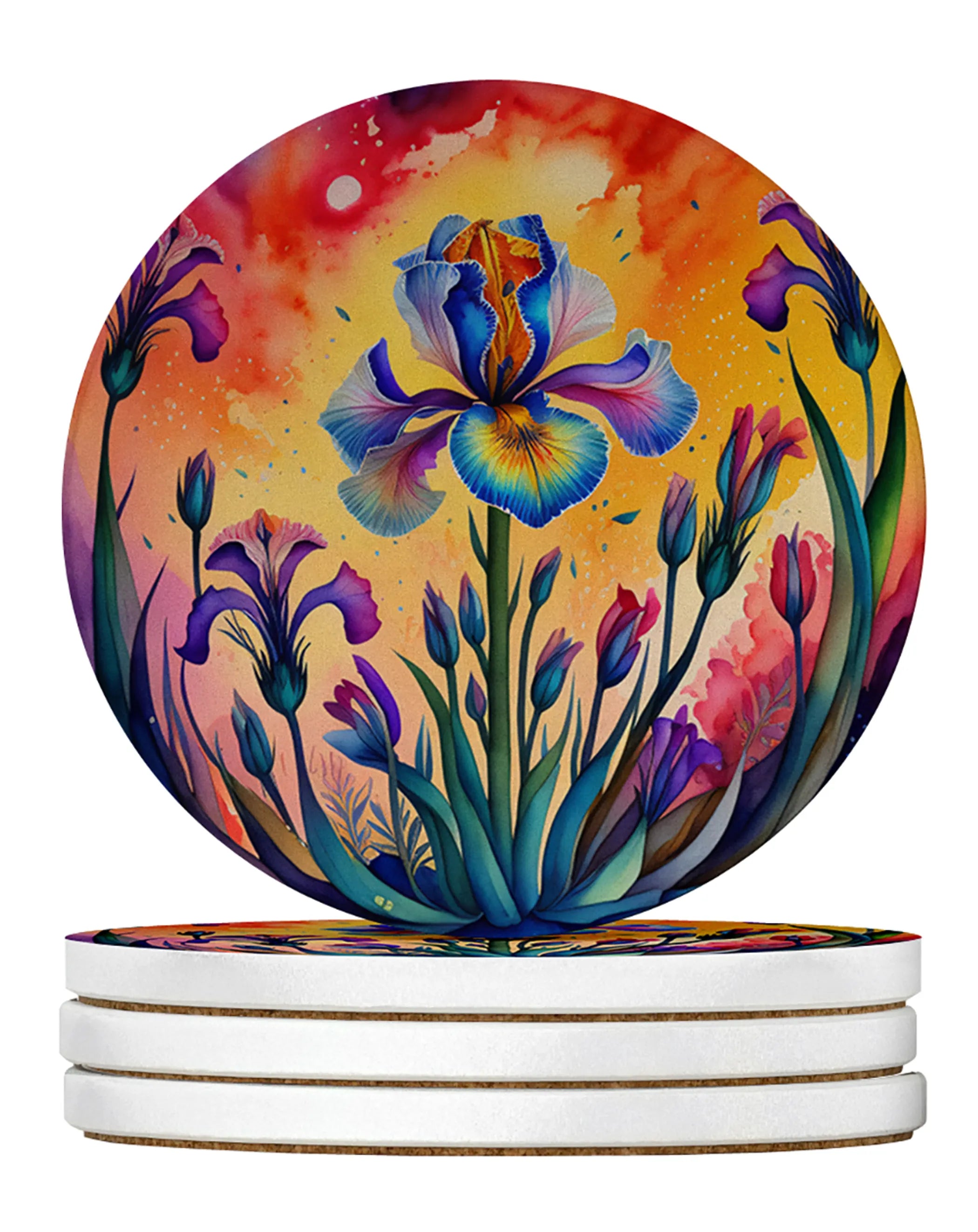 Colorful Flowers Large Sandstone Coasters Pack of 4