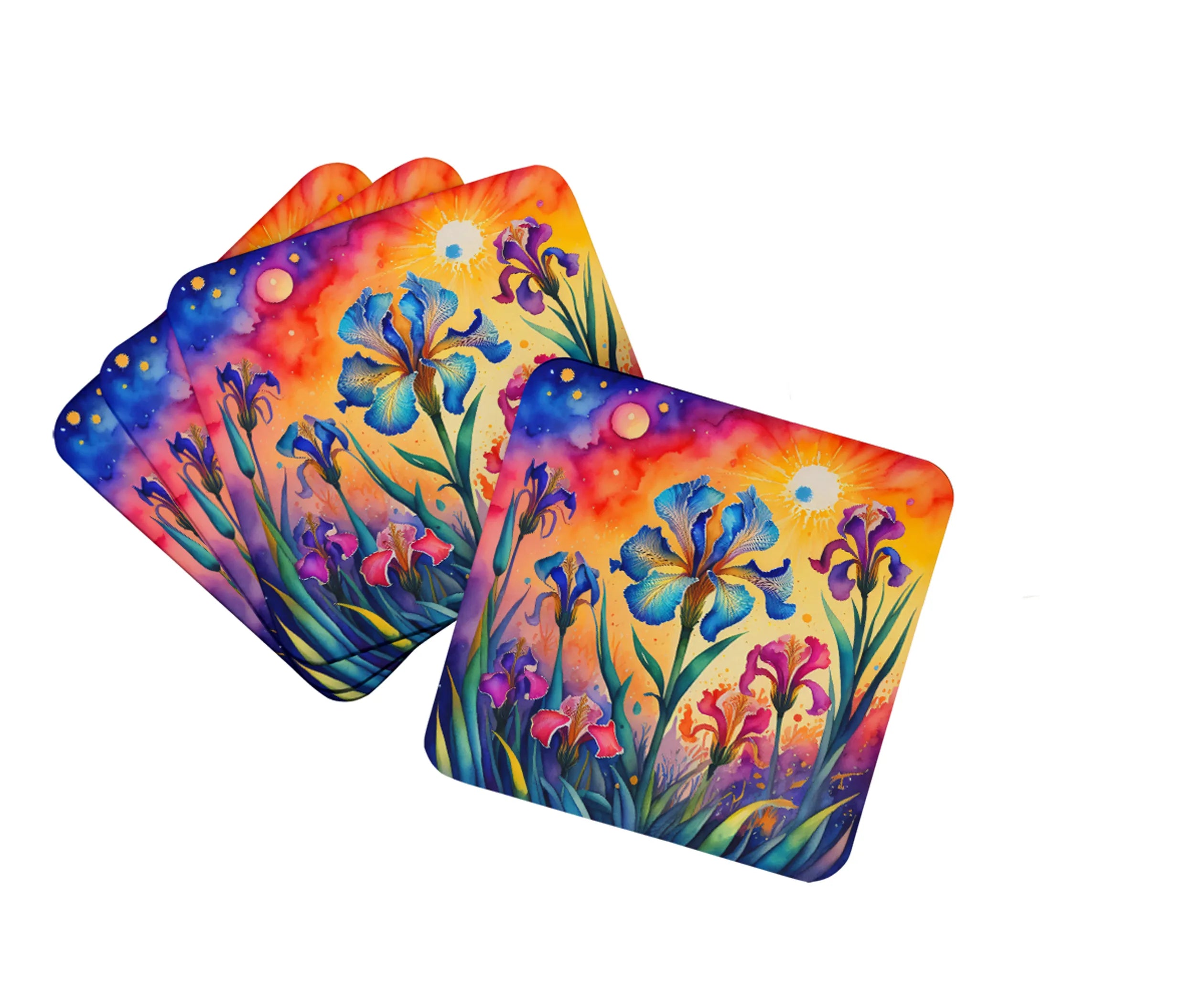 Colorful Flowers Foam Coasters - Size: 3.5 | Pack Of: 1 | Collection name: Colorful flowers