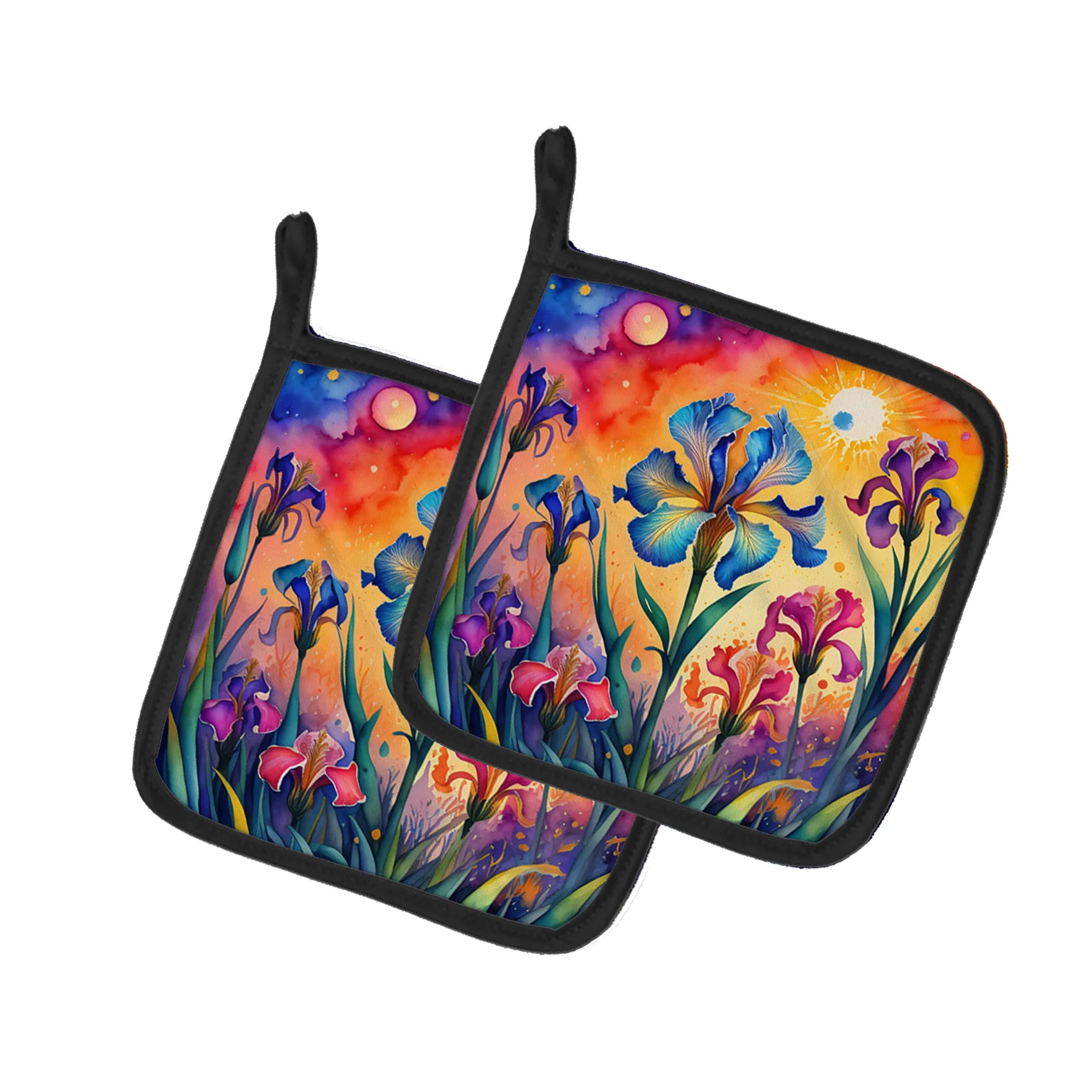 Colorful Flowers Pair of Pot Holders - Size: 7.5HX7.5W | Pack Of: 1 | Collection name: Colorful flowers