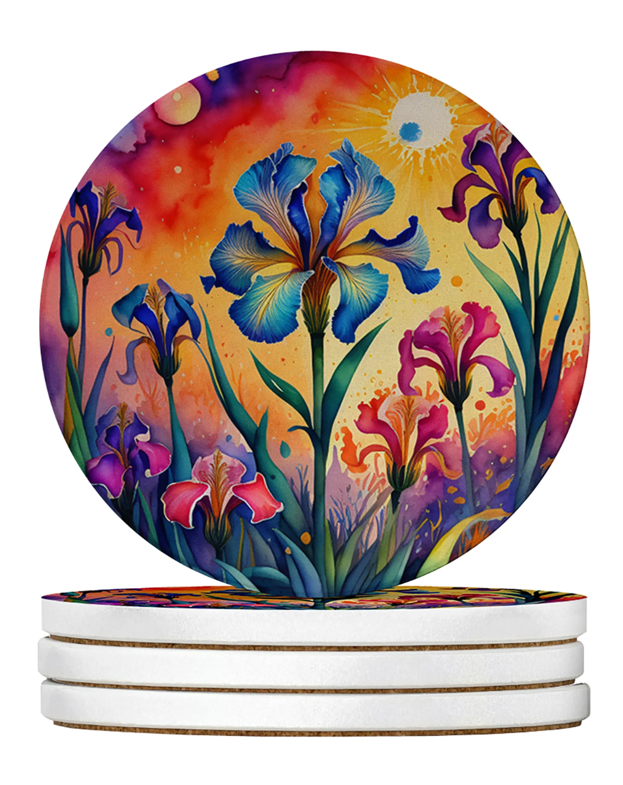 Colorful Flowers Large Sandstone Coasters Pack of 4