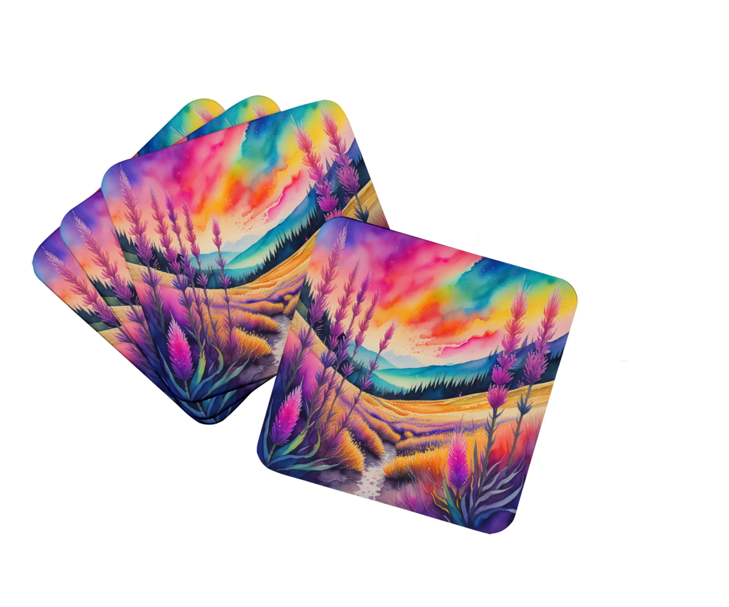 Colorful Flowers Foam Coasters - Size: 3.5 | Pack Of: 1 | Collection name: Colorful flowers