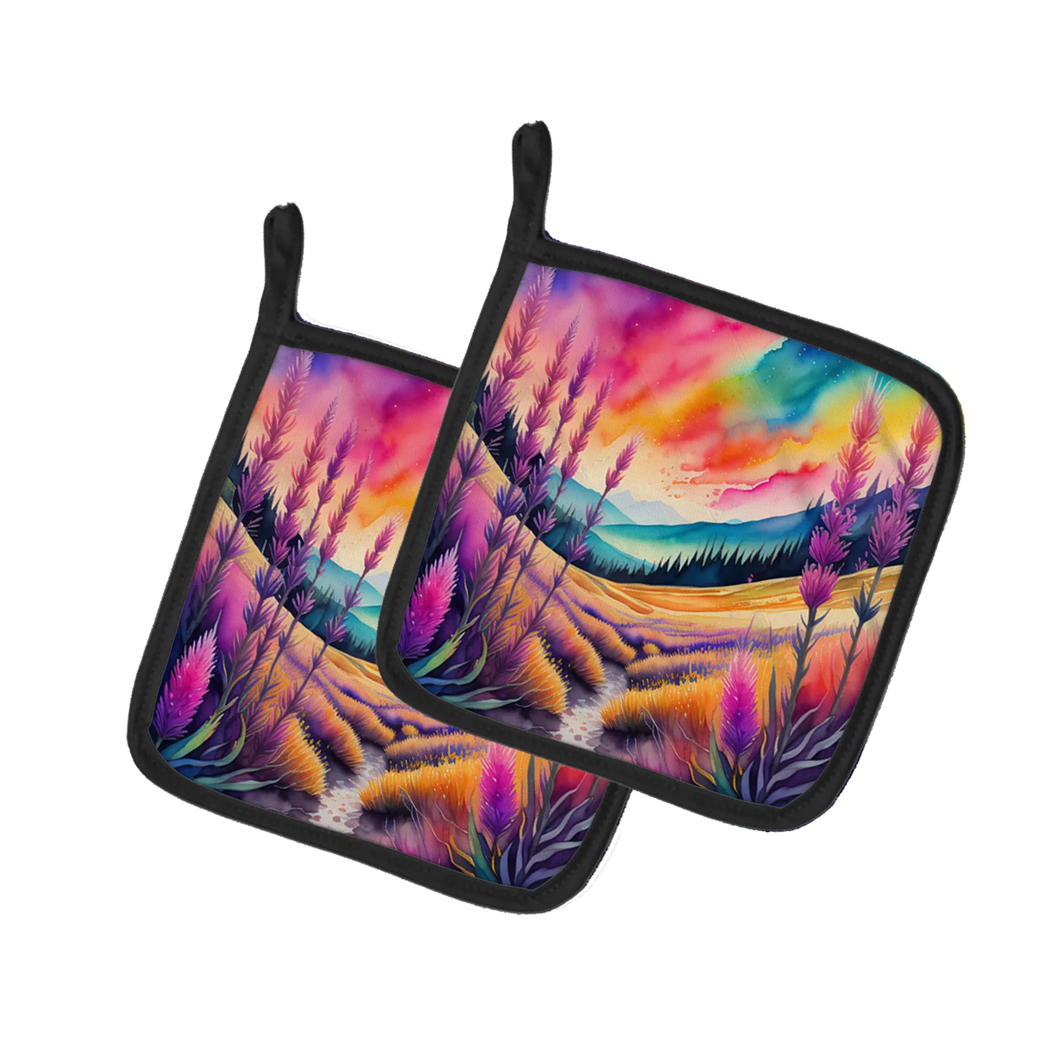 Colorful Flowers Pair of Pot Holders - Size: 7.5HX7.5W | Pack Of: 1 | Collection name: Colorful flowers