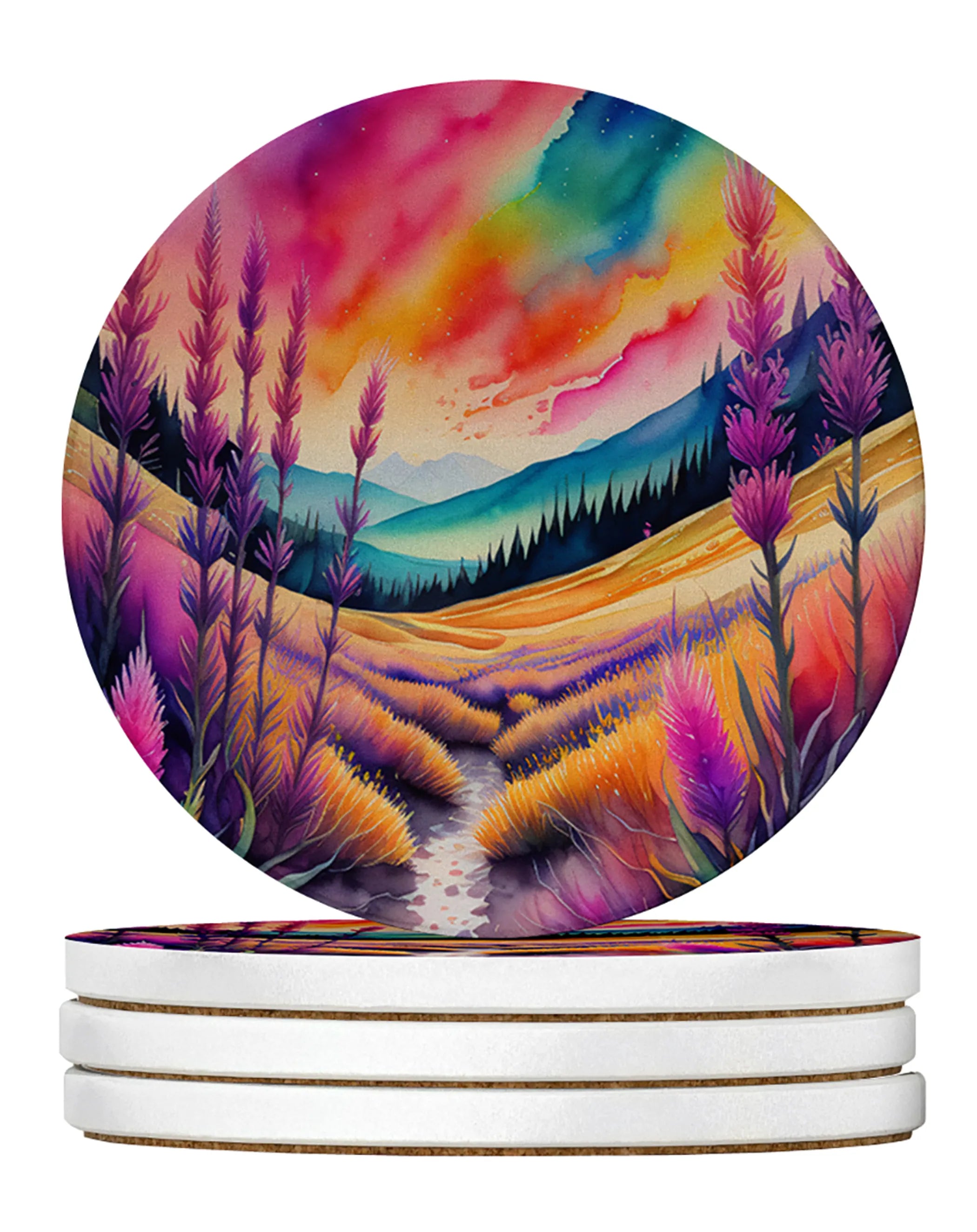 Colorful Flowers Large Sandstone Coasters Pack of 4