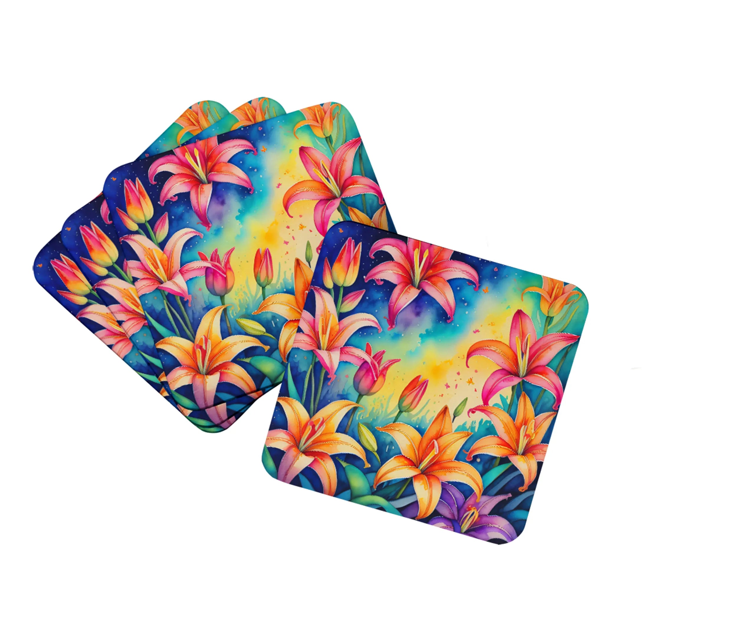 Colorful Flowers Foam Coasters - Size: 3.5 | Pack Of: 1 | Collection name: Colorful flowers