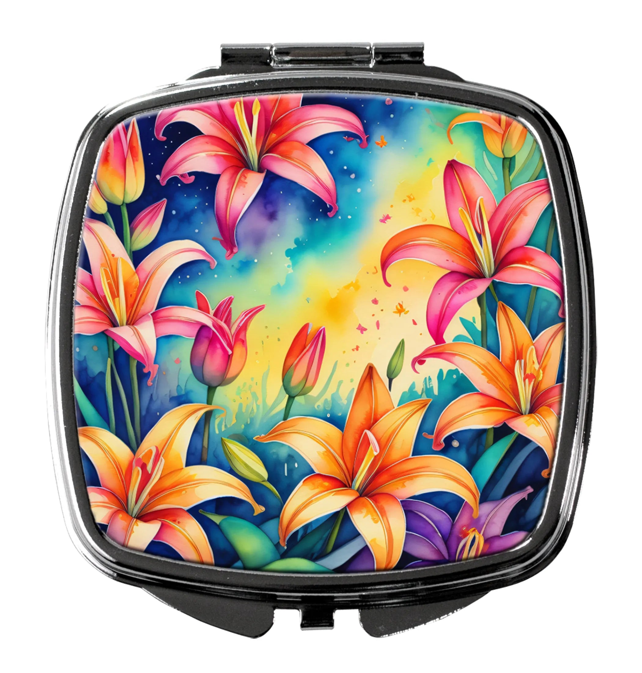 Colorful Flowers Compact Mirror - Pack Of: 1 | Collection name: Colorful flowers