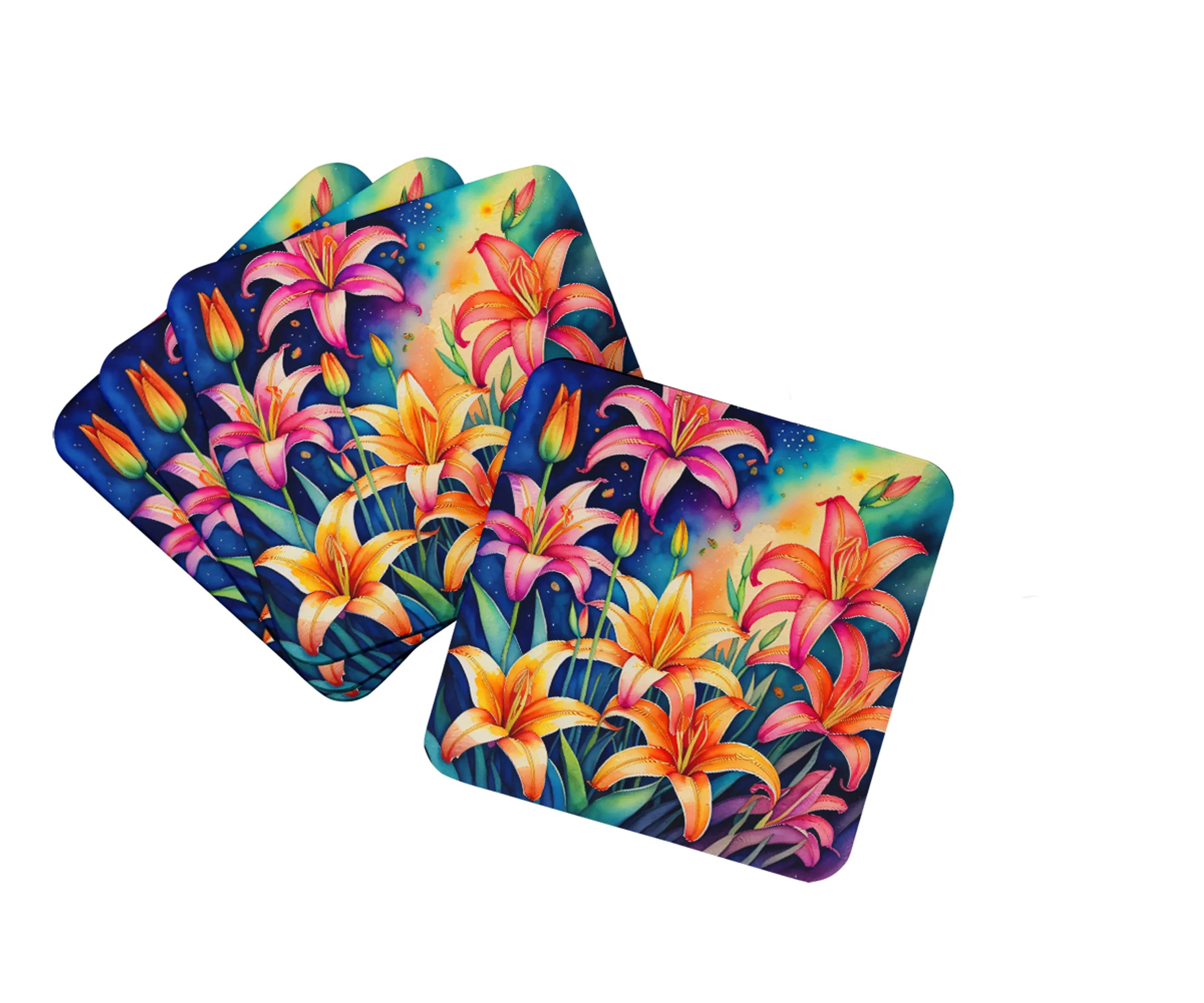 Colorful Flowers Foam Coasters - Size: 3.5 | Pack Of: 1 | Collection name: Colorful flowers