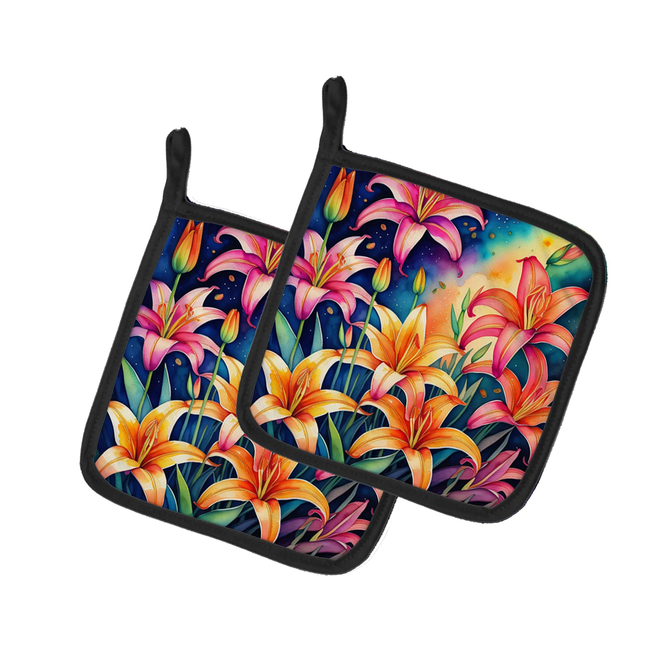 Colorful Flowers Pair of Pot Holders - Size: 7.5HX7.5W | Pack Of: 1 | Collection name: Colorful flowers