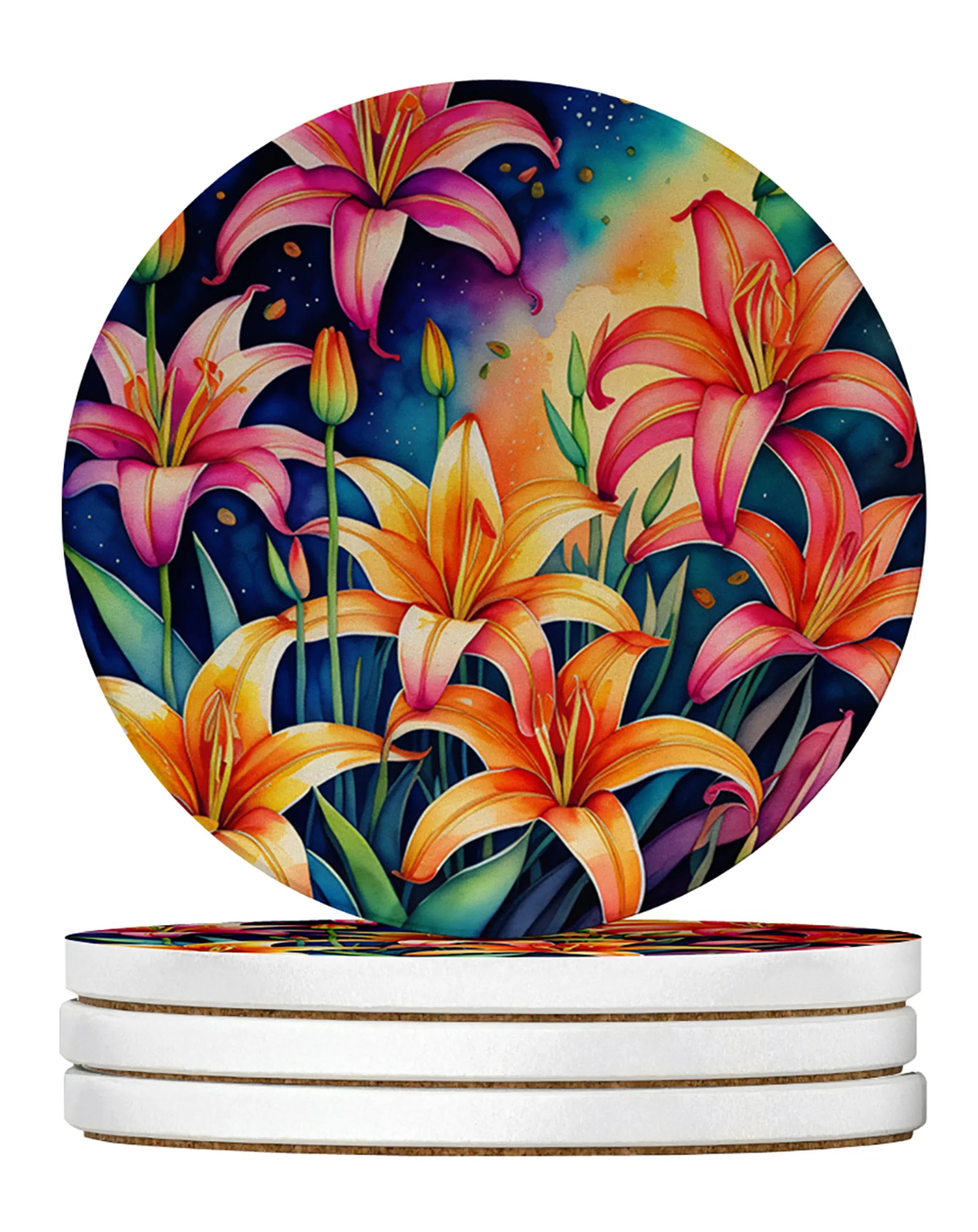 Colorful Flowers Large Sandstone Coasters Pack of 4