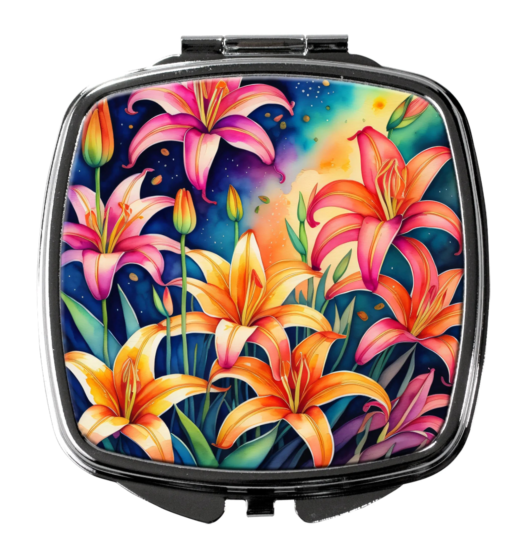 Colorful Flowers Compact Mirror - Pack Of: 1 | Collection name: Colorful flowers