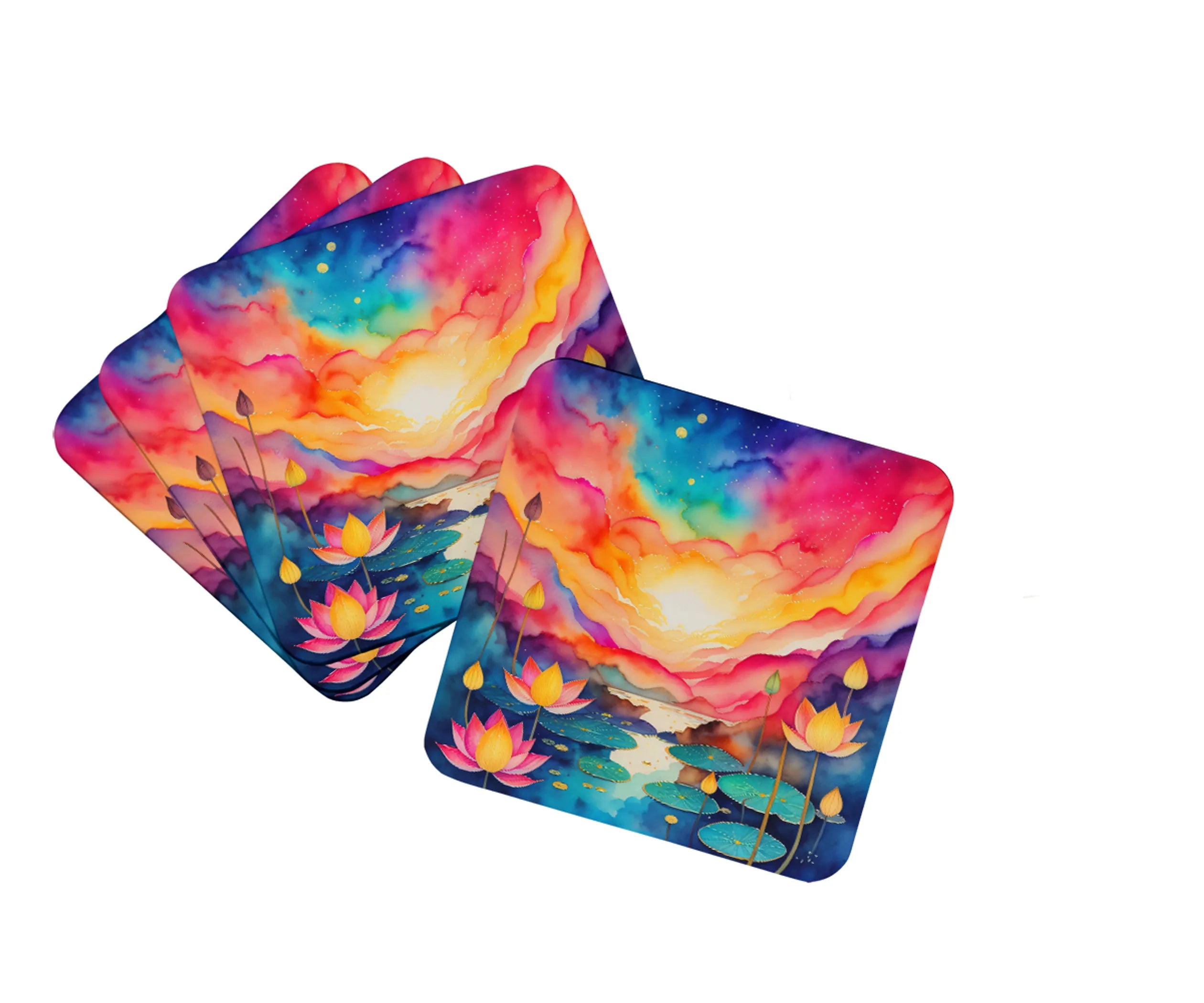 Colorful Flowers Foam Coasters - Size: 3.5 | Pack Of: 1 | Collection name: Colorful flowers