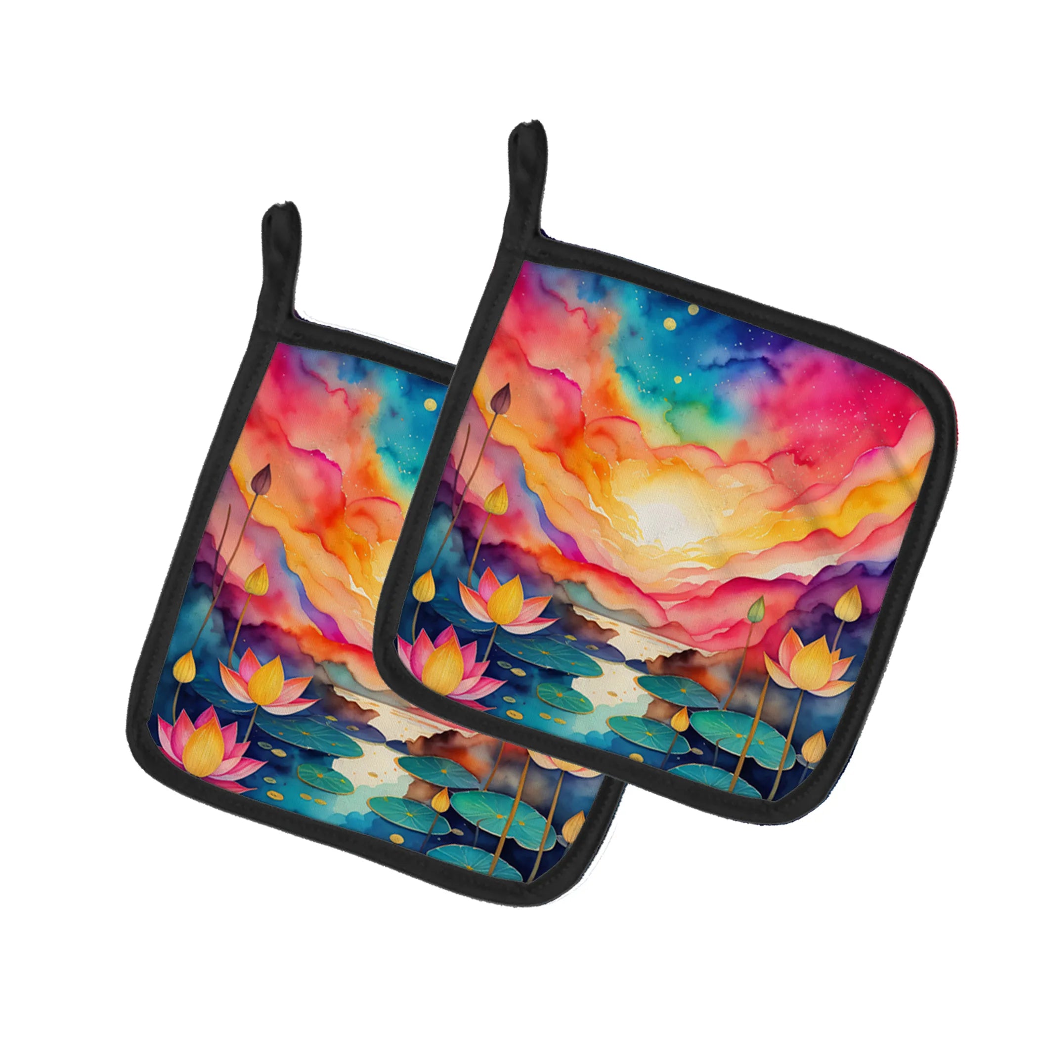 Colorful Flowers Pair of Pot Holders - Size: 7.5HX7.5W | Pack Of: 1 | Collection name: Colorful flowers