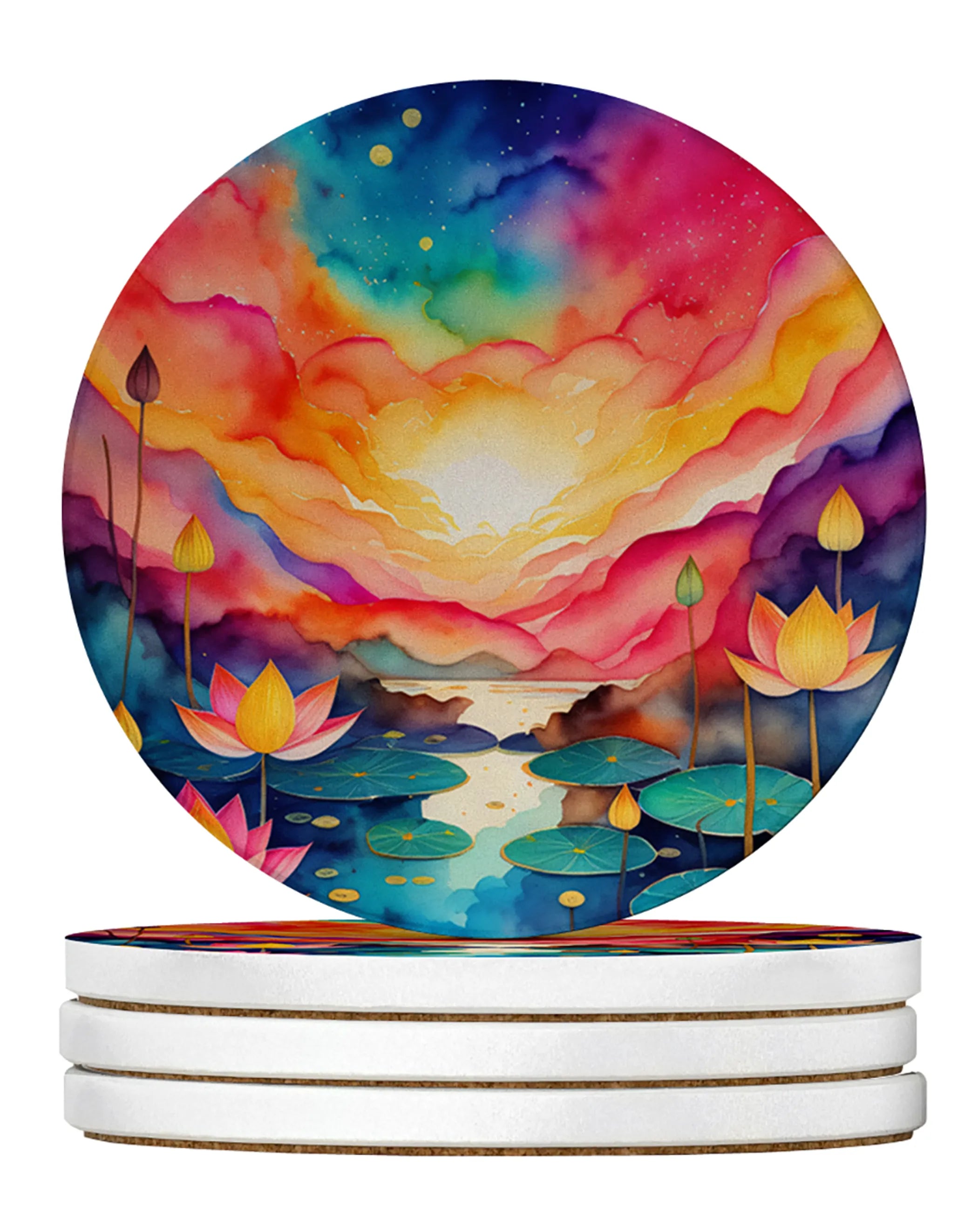 Colorful Flowers Large Sandstone Coasters Pack of 4