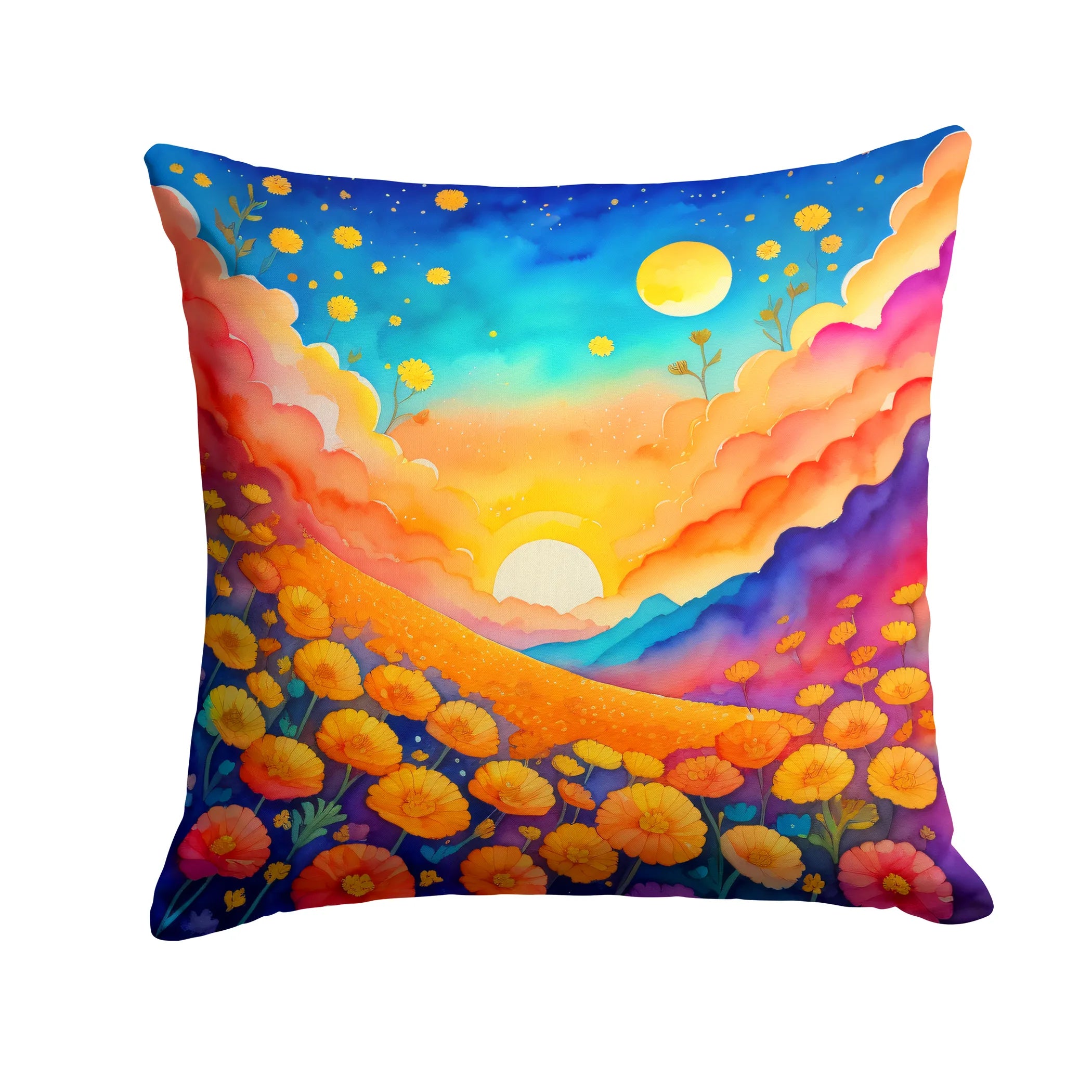 Colorful Flowers Throw Pillow - Pack Of: 1 | Collection name: Colorful flowers
