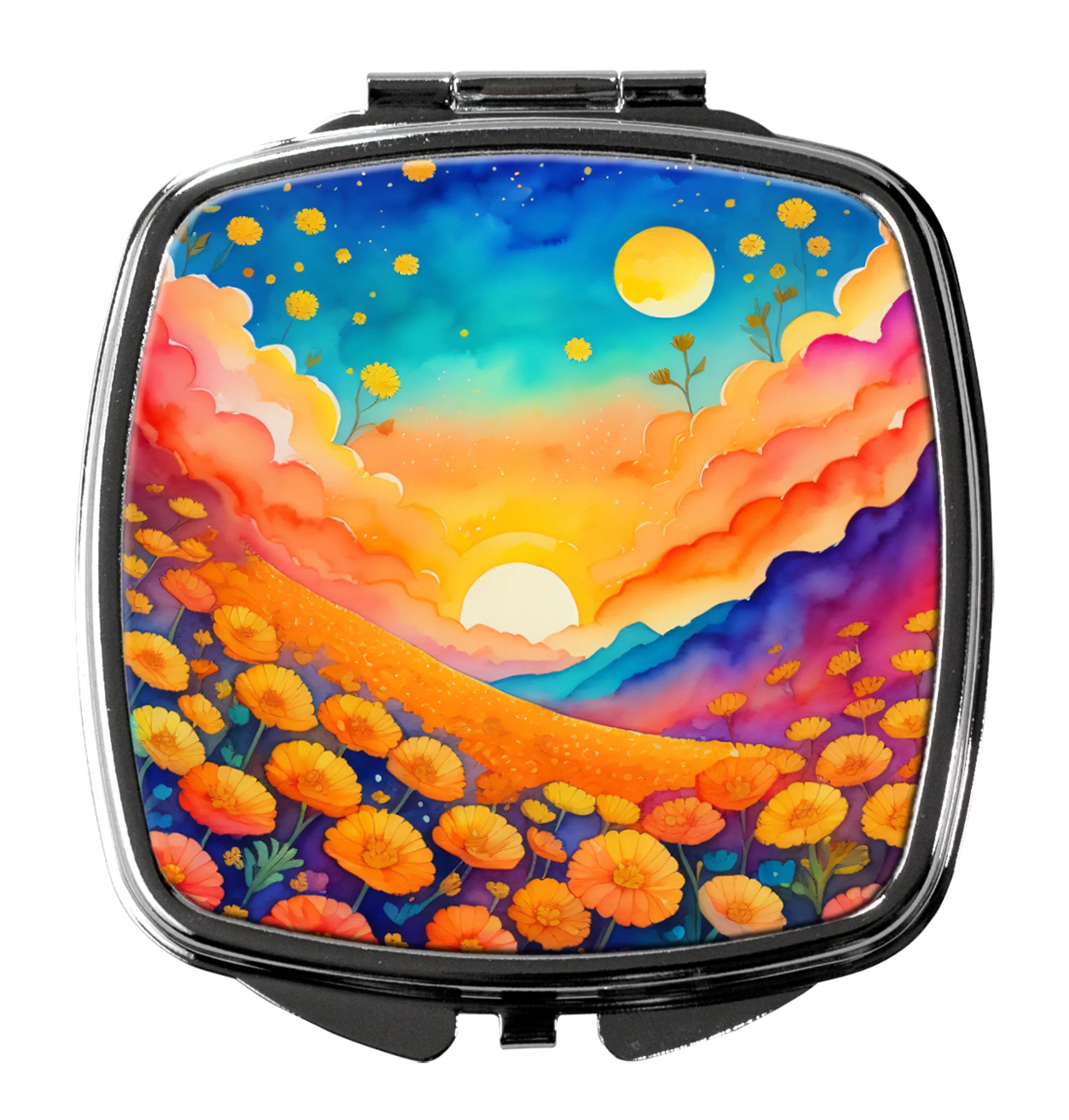 Colorful Flowers Compact Mirror - Pack Of: 1 | Collection name: Colorful flowers