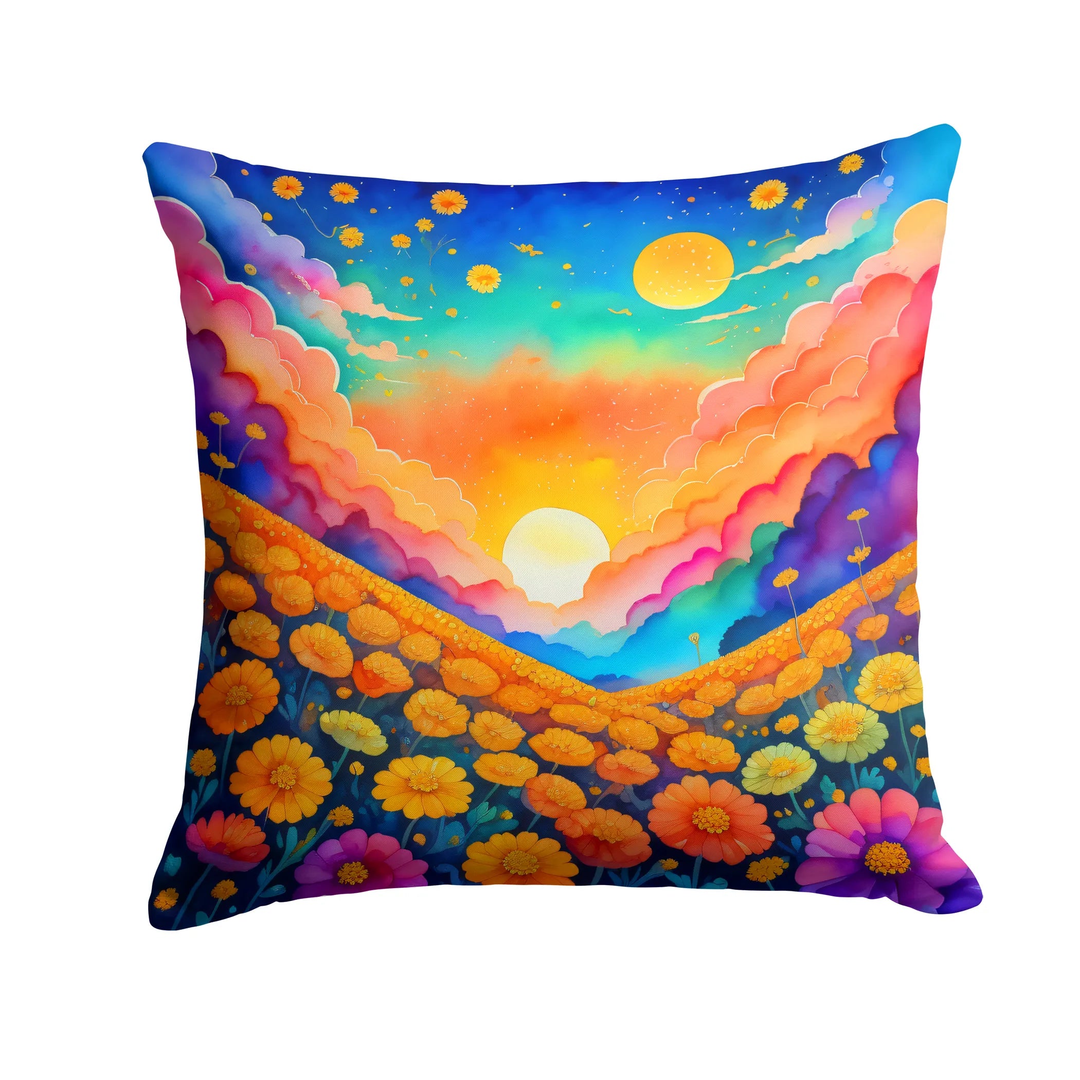 Colorful Flowers Throw Pillow - Pack Of: 1 | Collection name: Colorful flowers