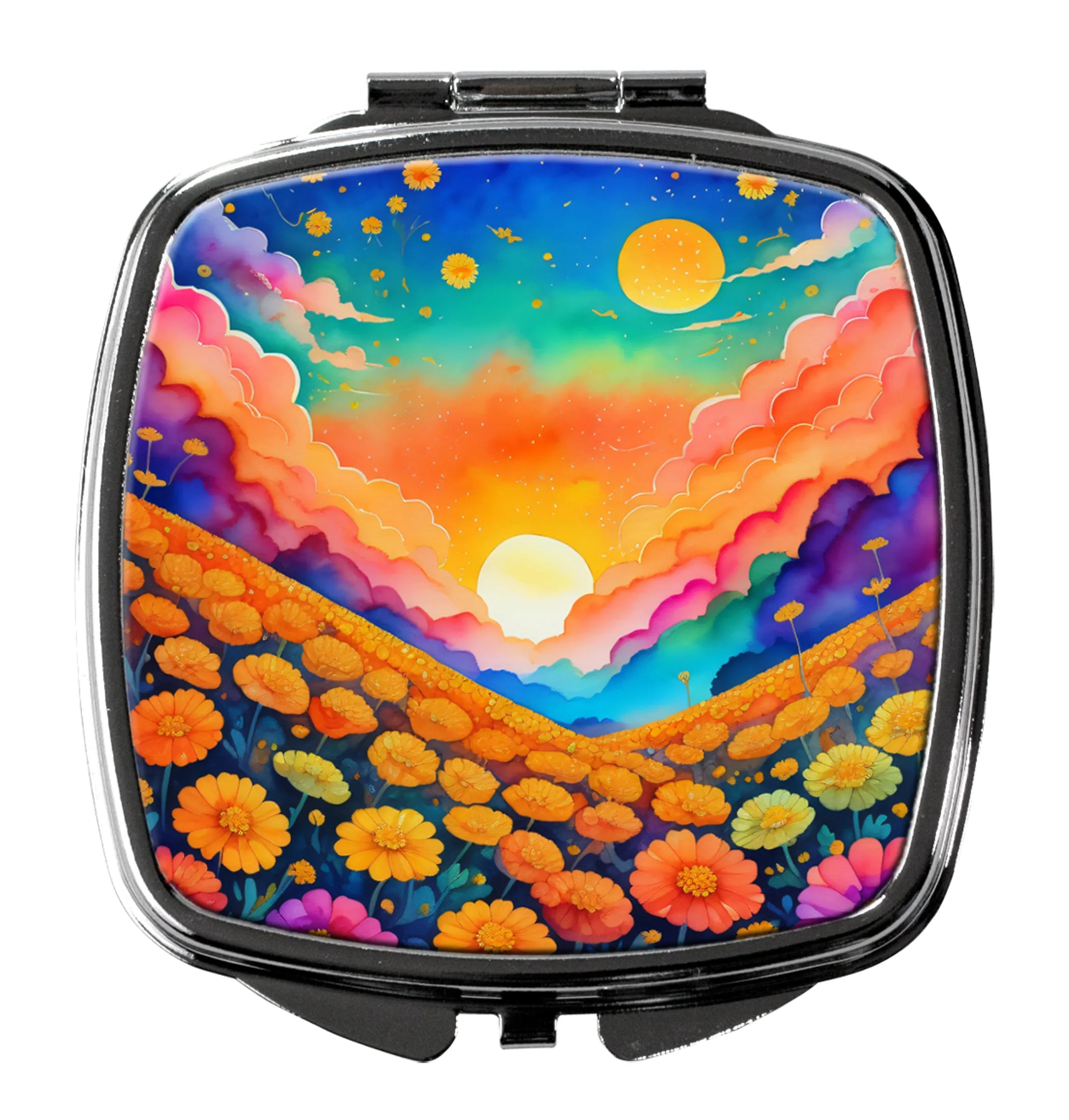 Colorful Flowers Compact Mirror - Pack Of: 1 | Collection name: Colorful flowers