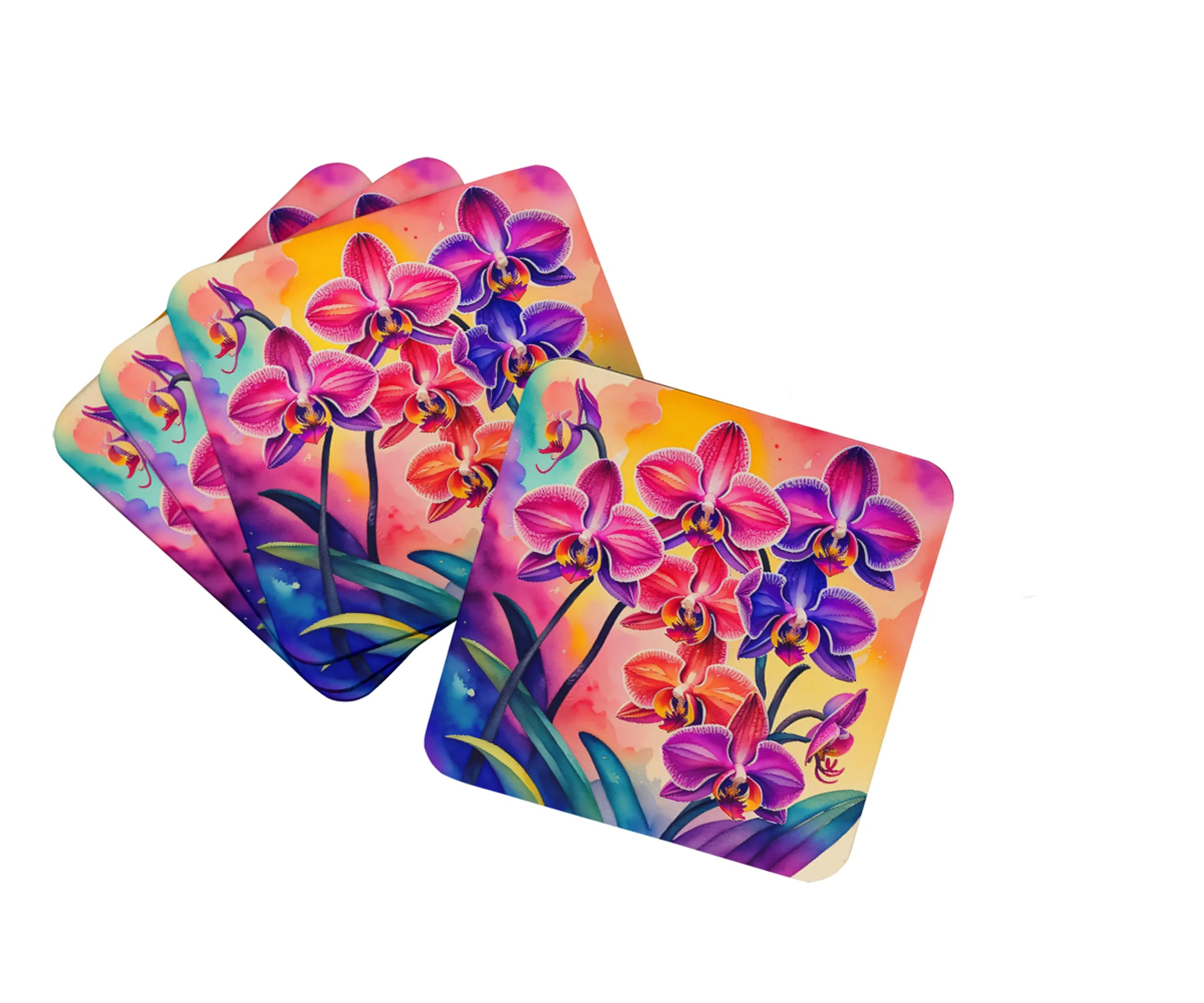 Colorful Flowers Foam Coasters - Size: 3.5 | Pack Of: 1 | Collection name: Colorful flowers