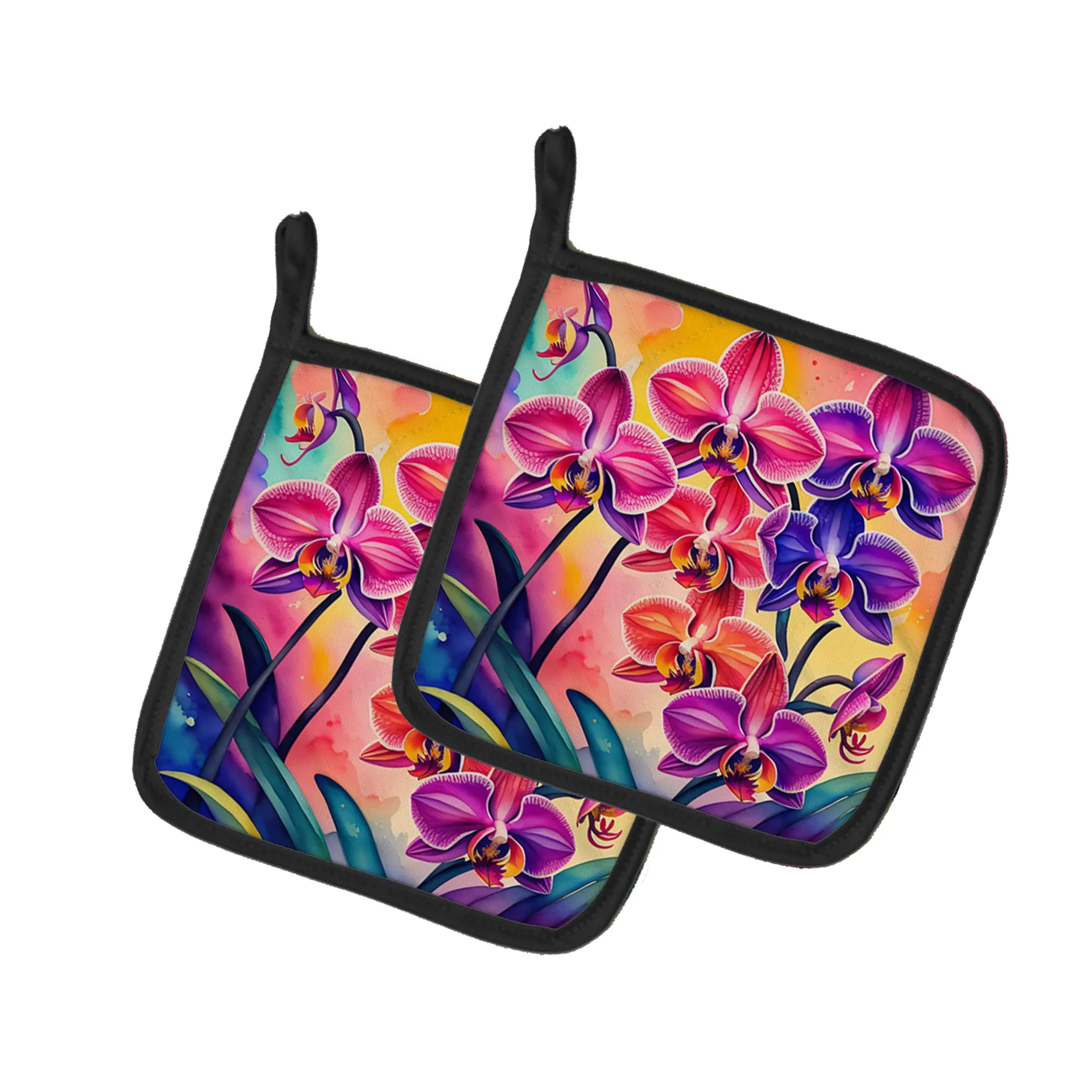 Colorful Flowers Pair of Pot Holders - Size: 7.5HX7.5W | Pack Of: 1 | Collection name: Colorful flowers