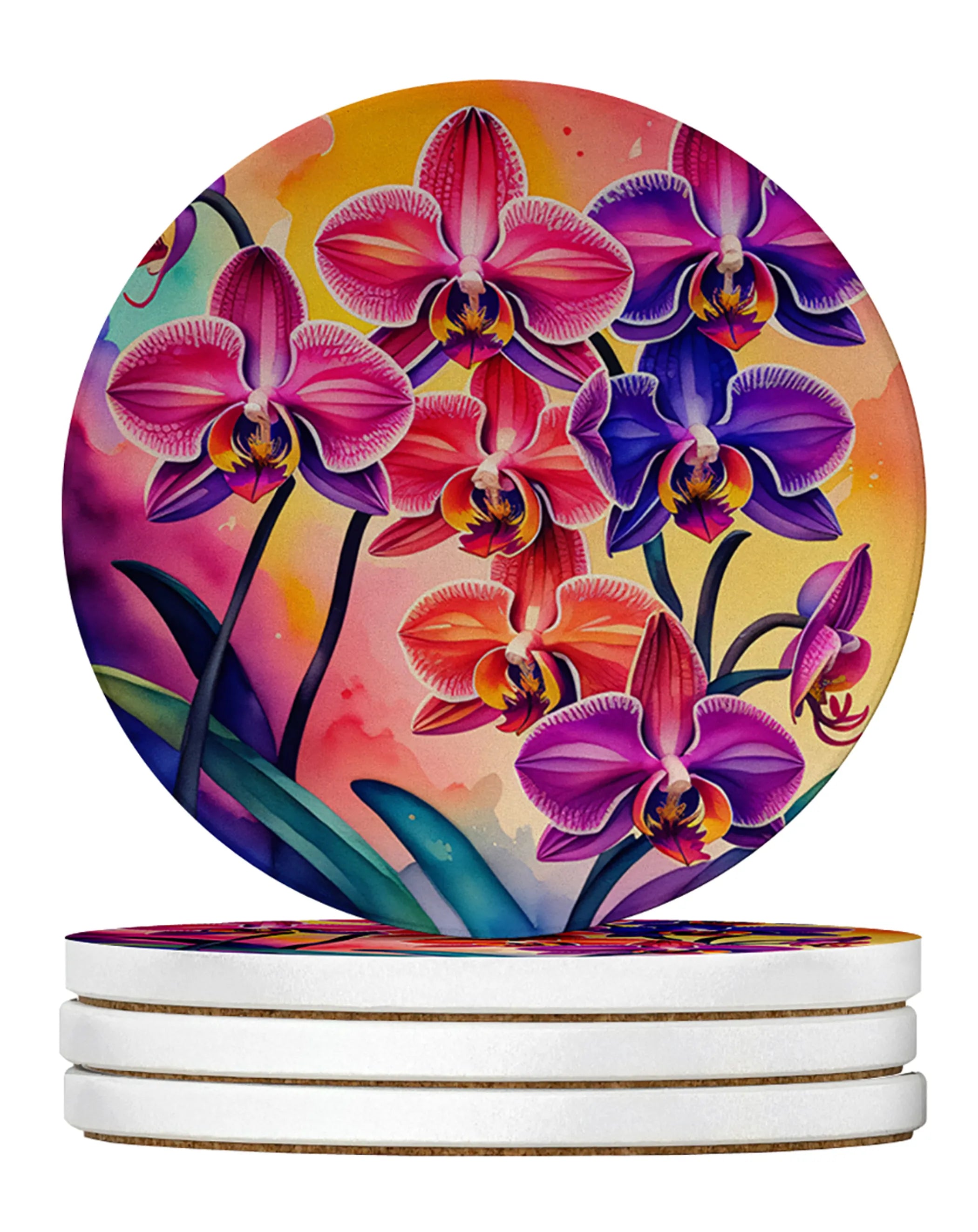 Colorful Flowers Large Sandstone Coasters Pack of 4