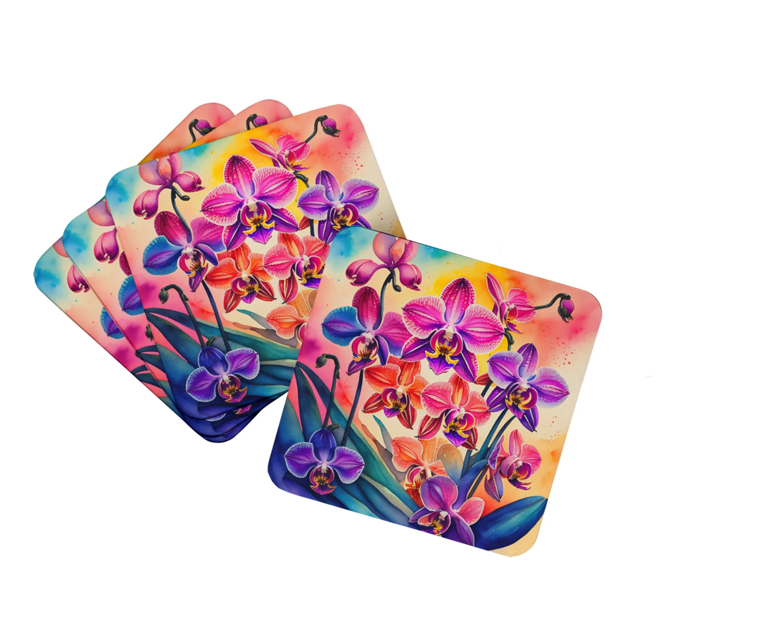 Colorful Flowers Foam Coasters - Size: 3.5 | Pack Of: 1 | Collection name: Colorful flowers