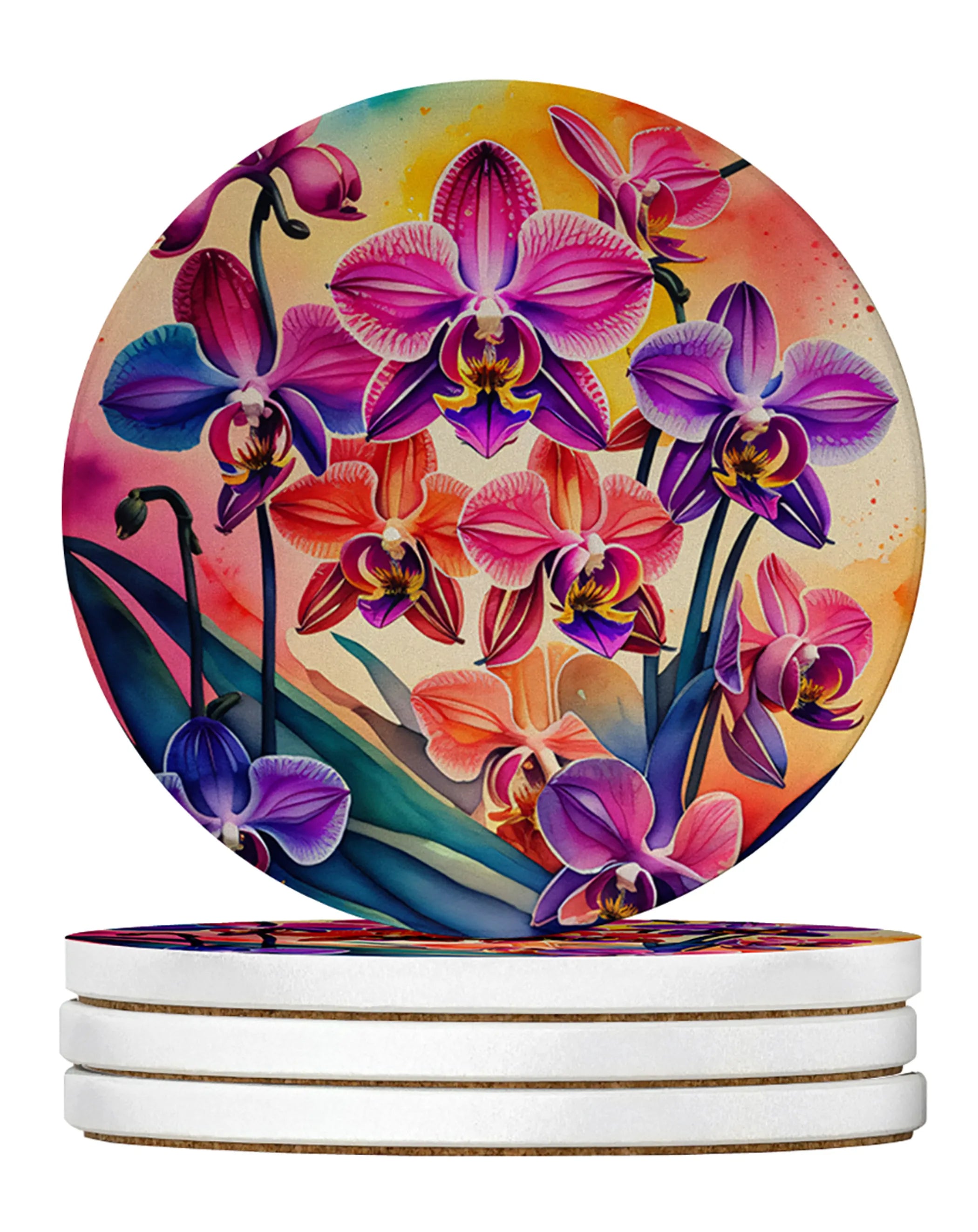 Colorful Flowers Large Sandstone Coasters Pack of 4