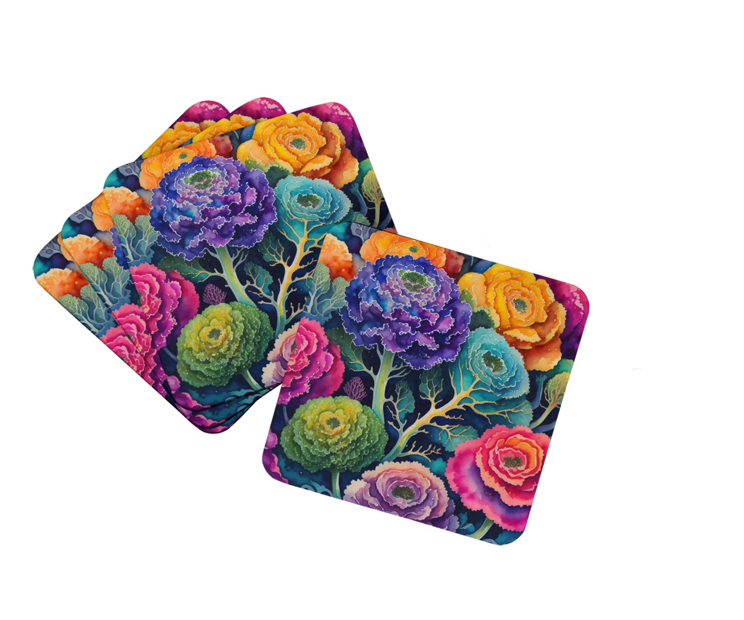 Colorful Flowers Foam Coasters - Size: 3.5 | Pack Of: 1 | Collection name: Colorful flowers