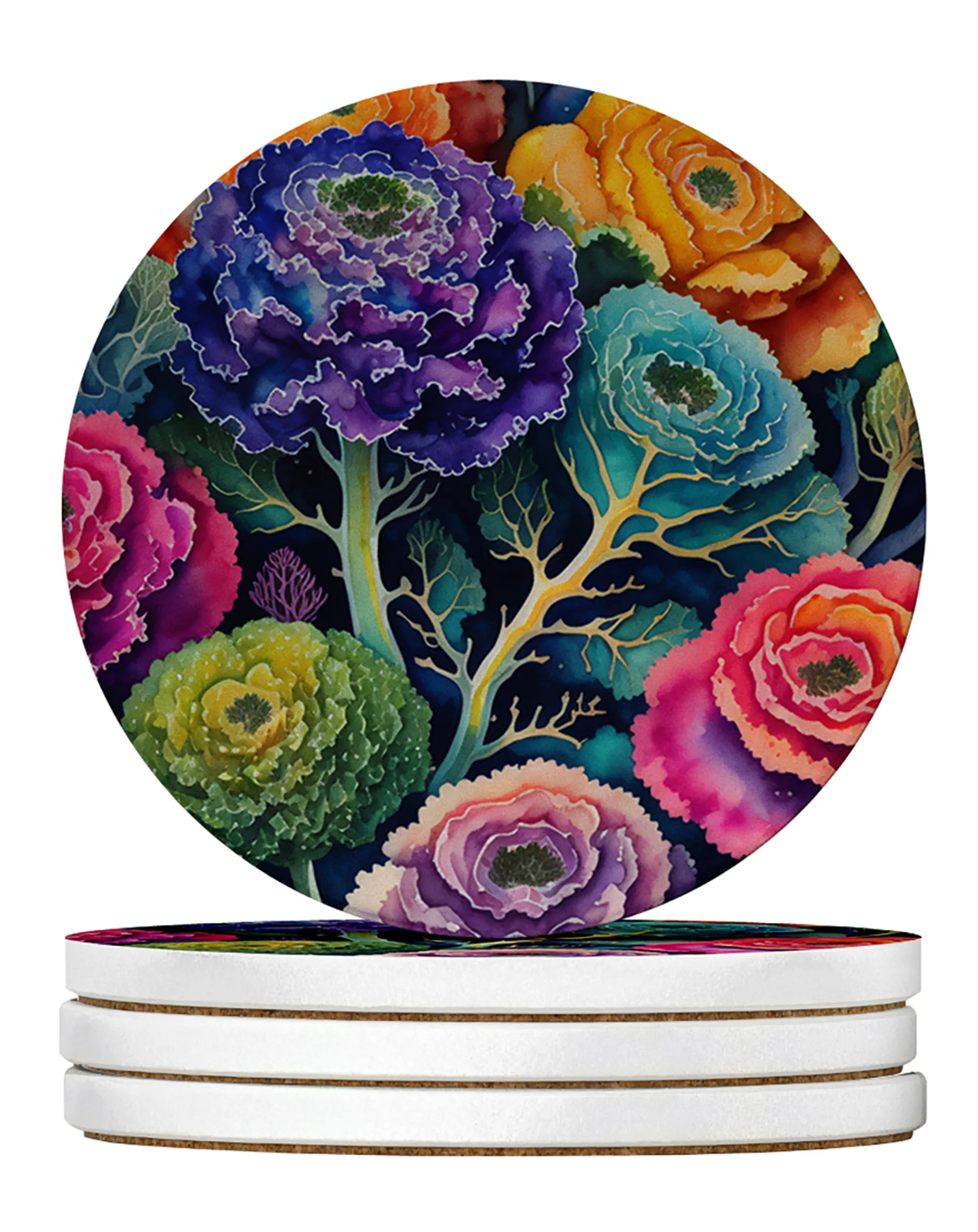 Colorful Flowers Large Sandstone Coasters Pack of 4