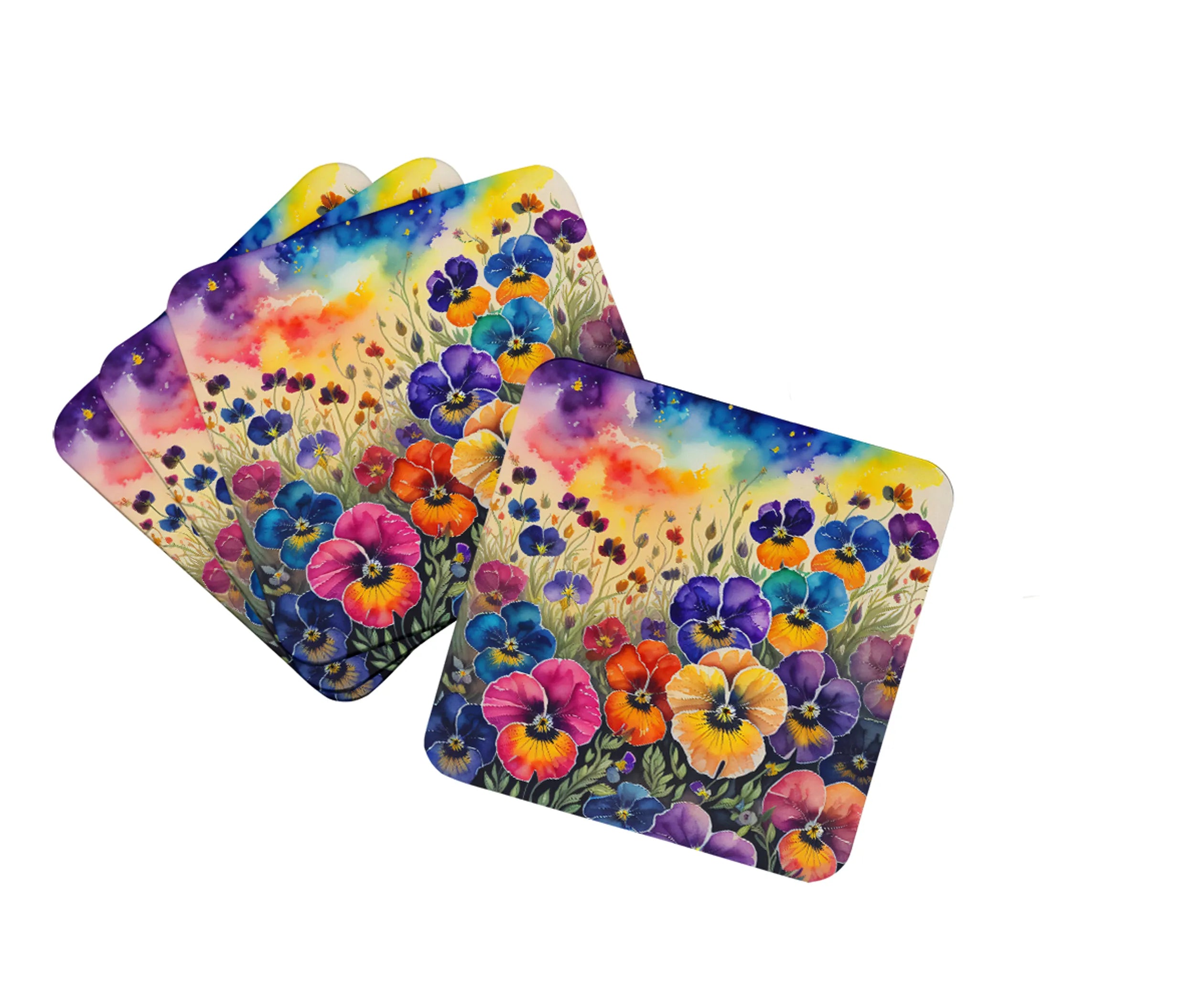 Colorful Flowers Foam Coasters - Size: 3.5 | Pack Of: 1 | Collection name: Colorful flowers