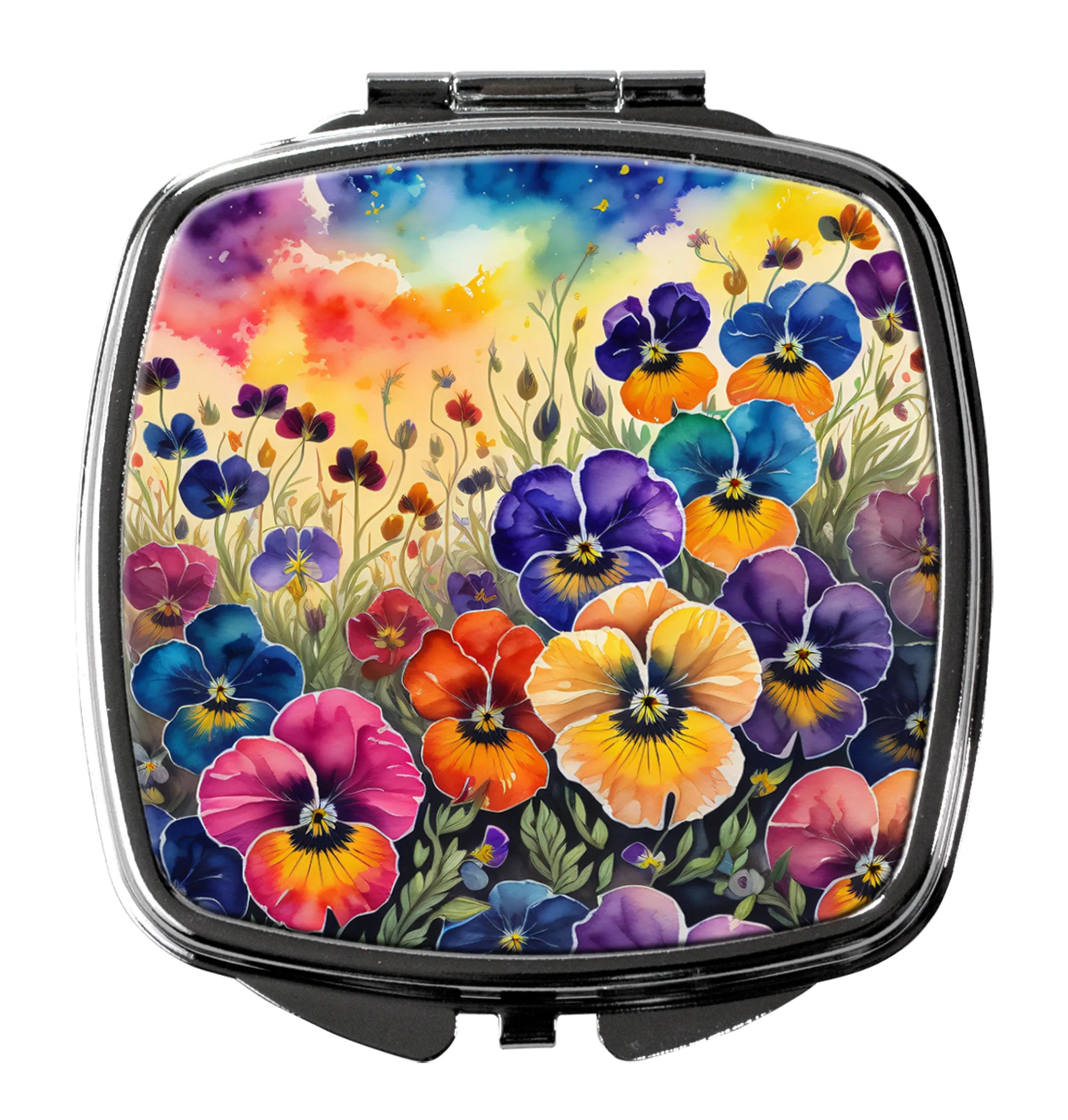 Colorful Flowers Compact Mirror - Pack Of: 1 | Collection name: Colorful flowers