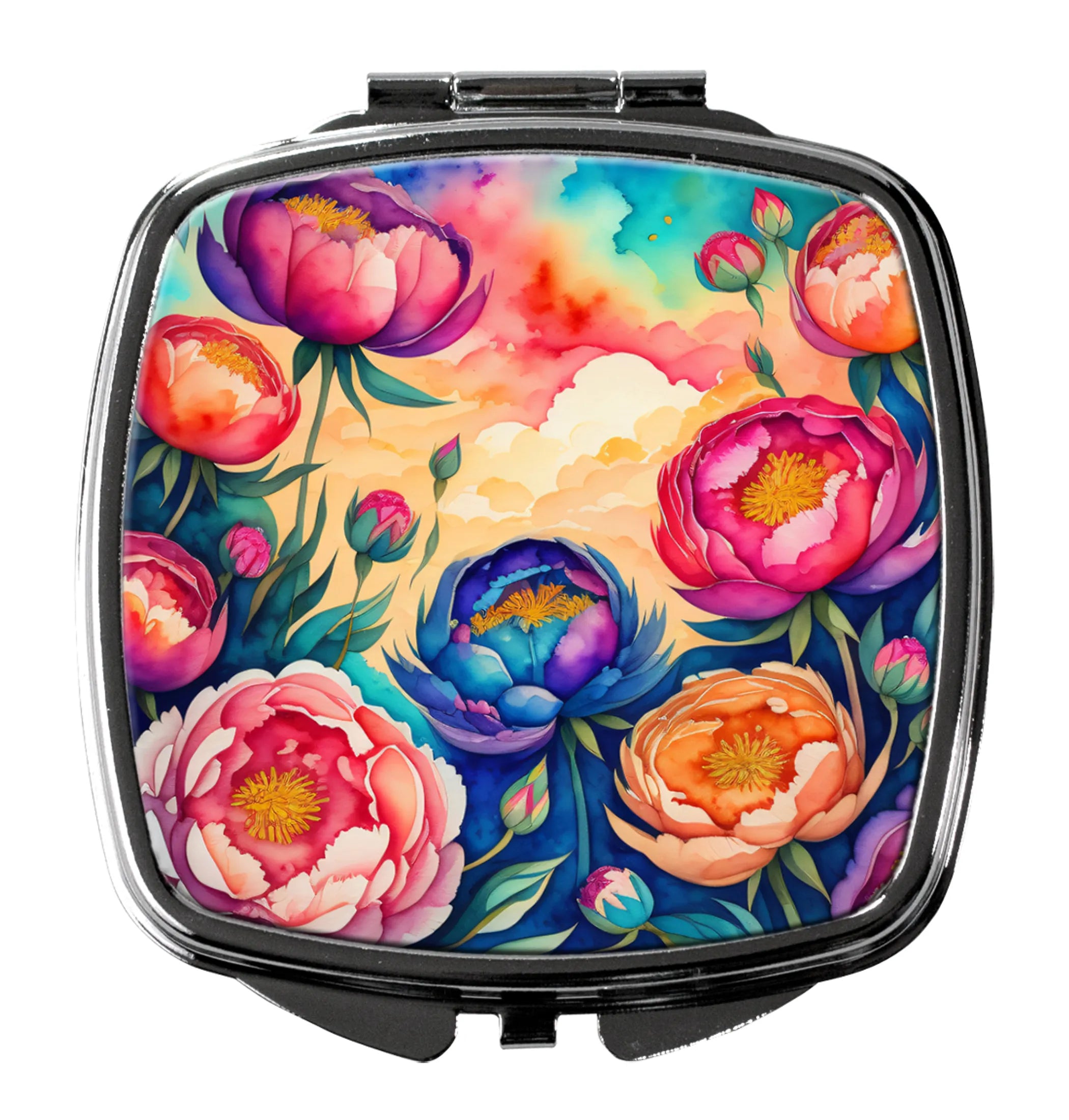 Colorful Flowers Compact Mirror - Pack Of: 1 | Collection name: Colorful flowers