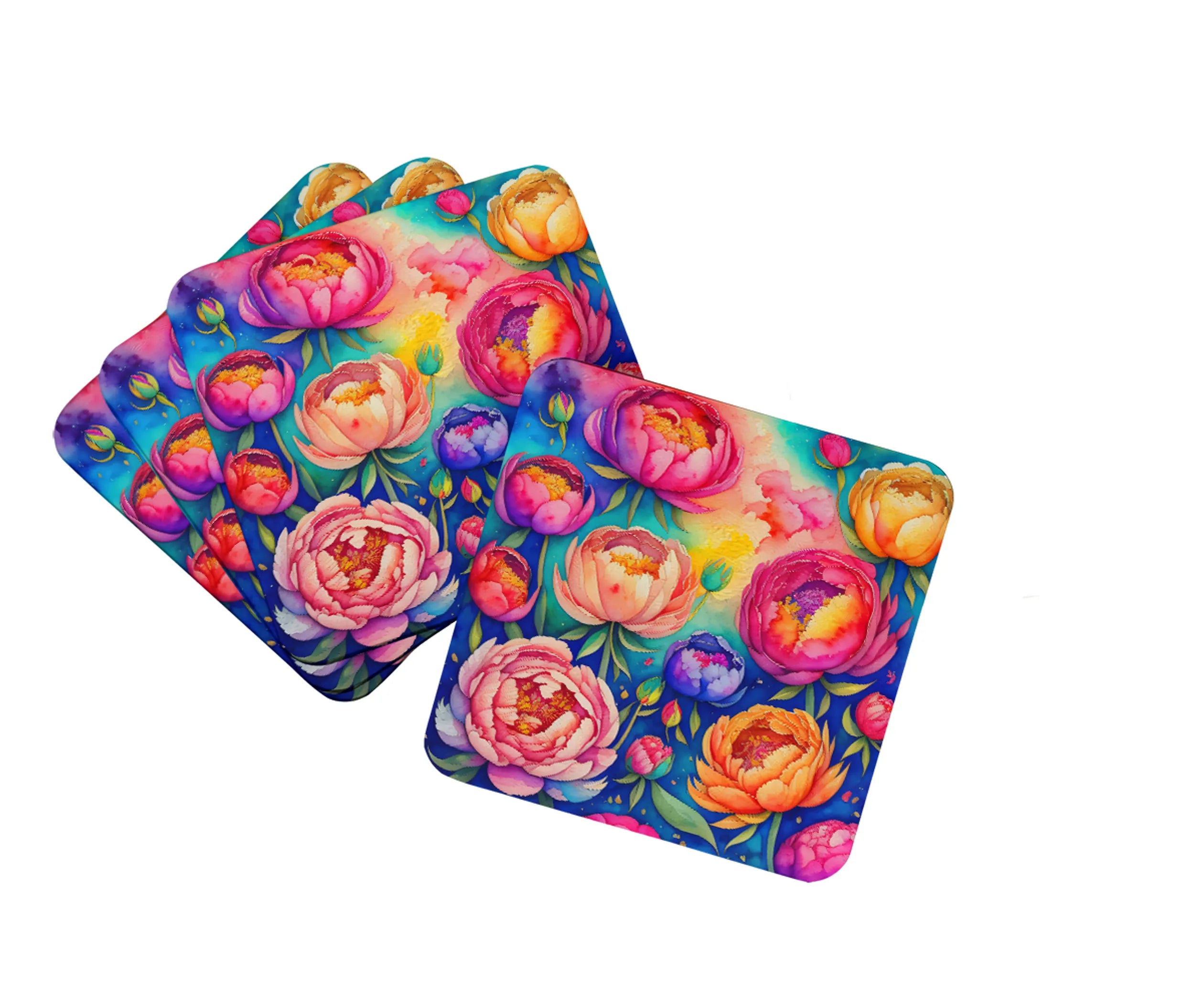 Colorful Flowers Foam Coasters - Size: 3.5 | Pack Of: 1 | Collection name: Colorful flowers