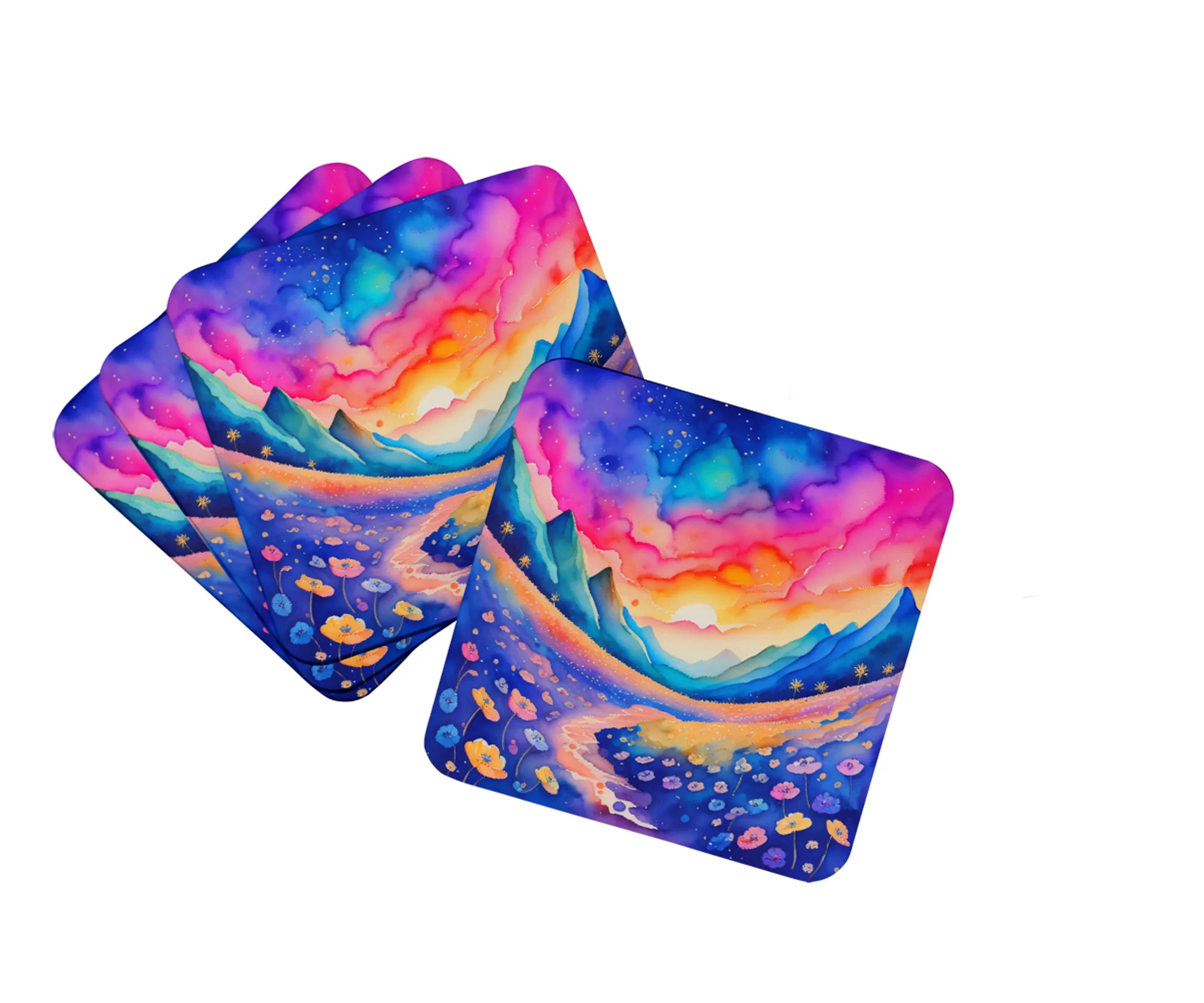 Colorful Flowers Foam Coasters - Size: 3.5 | Pack Of: 1 | Collection name: Colorful flowers