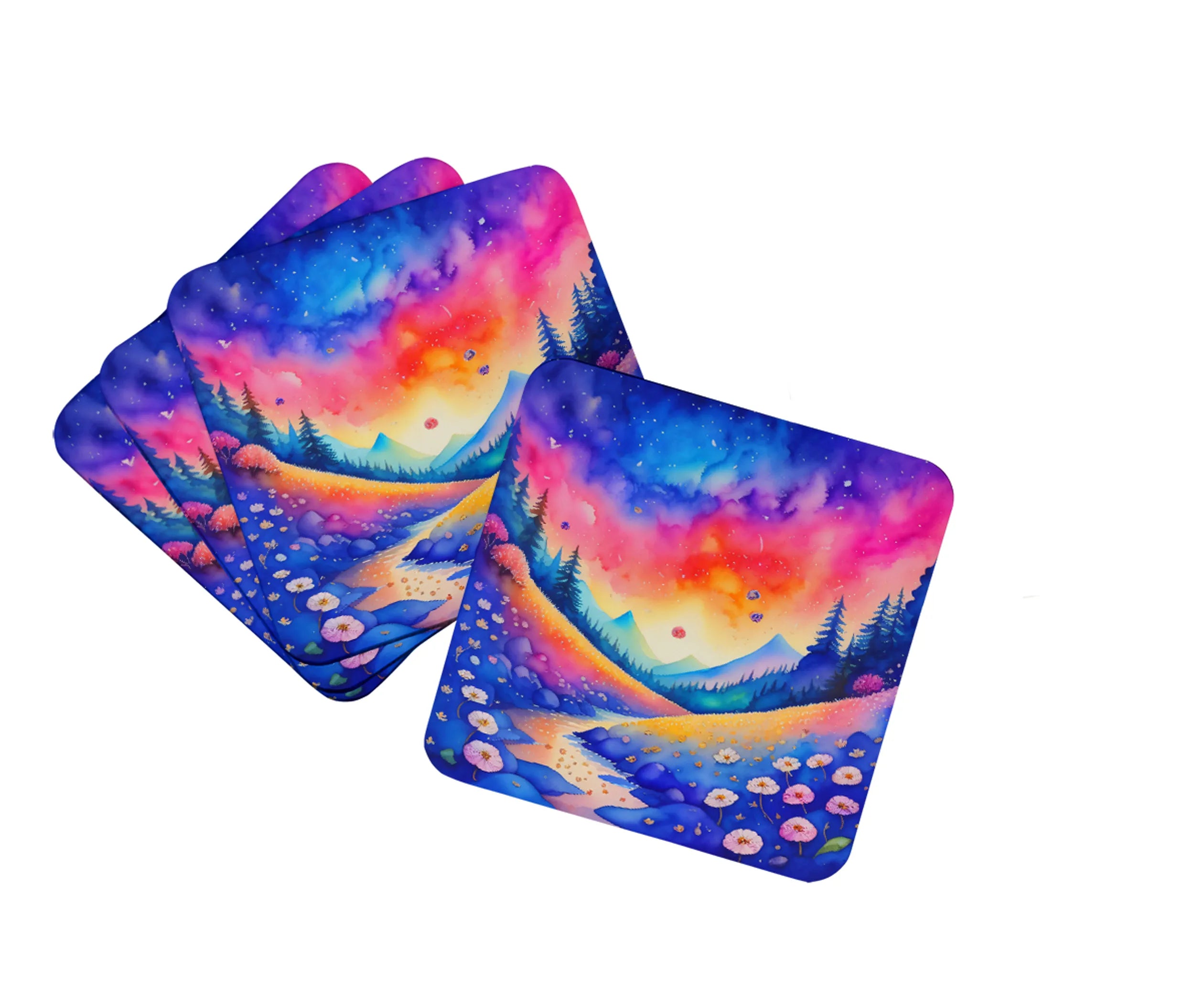 Colorful Flowers Foam Coasters - Size: 3.5 | Pack Of: 1 | Collection name: Colorful flowers