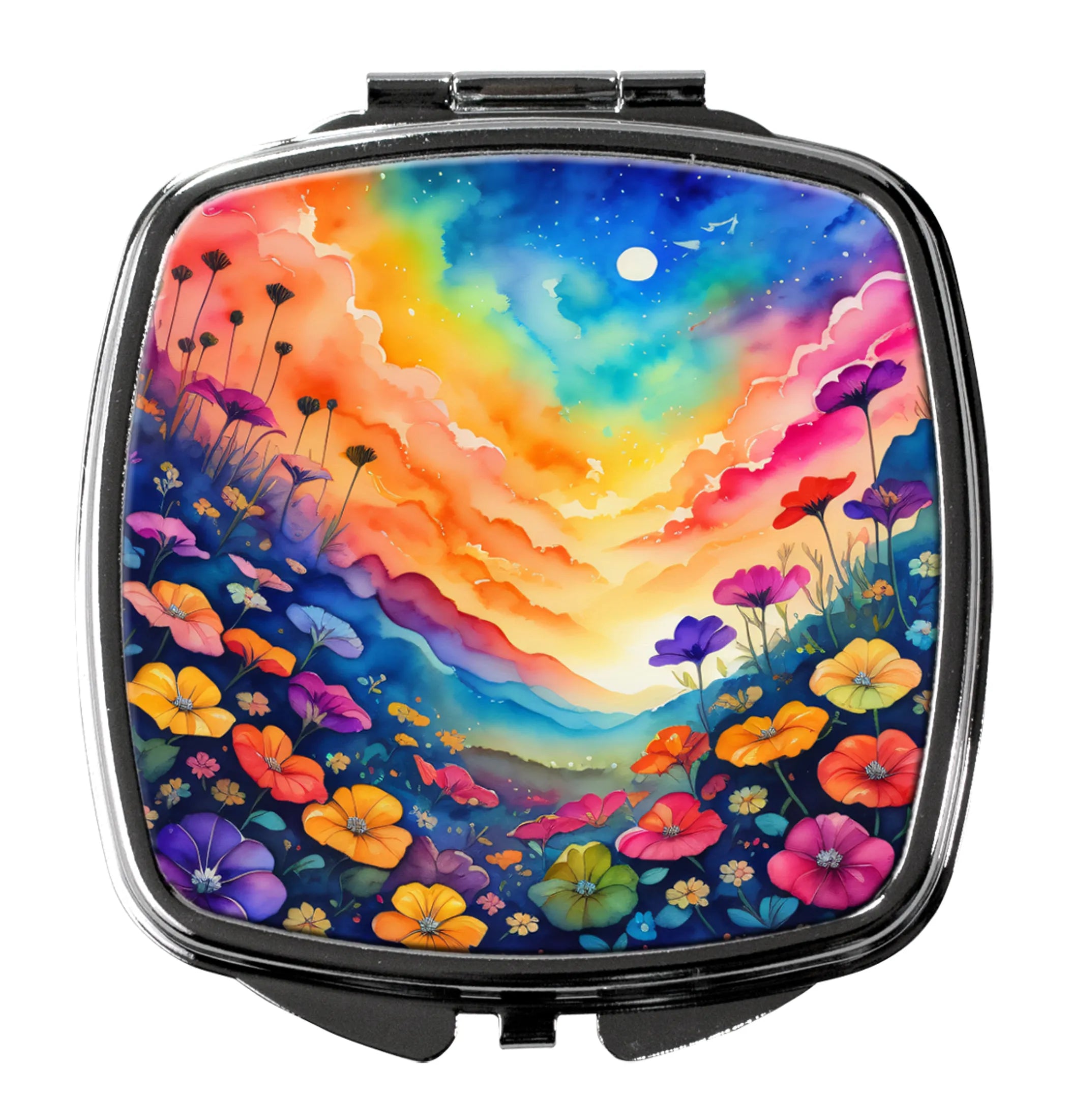 Colorful Flowers Compact Mirror - Pack Of: 1 | Collection name: Colorful flowers