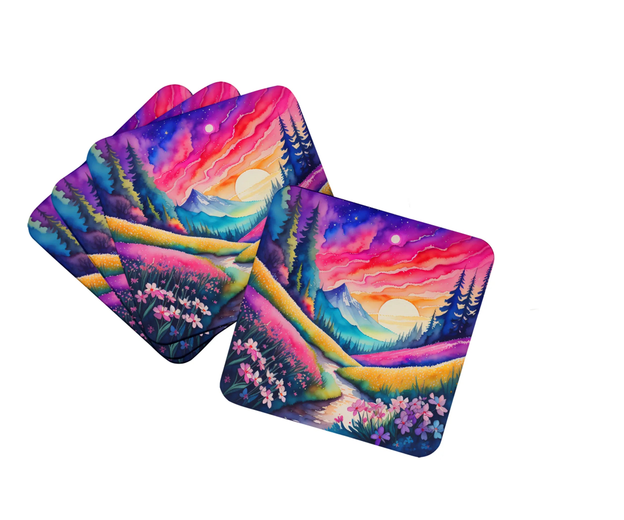 Colorful Flowers Foam Coasters - Size: 3.5 | Pack Of: 1 | Collection name: Colorful flowers