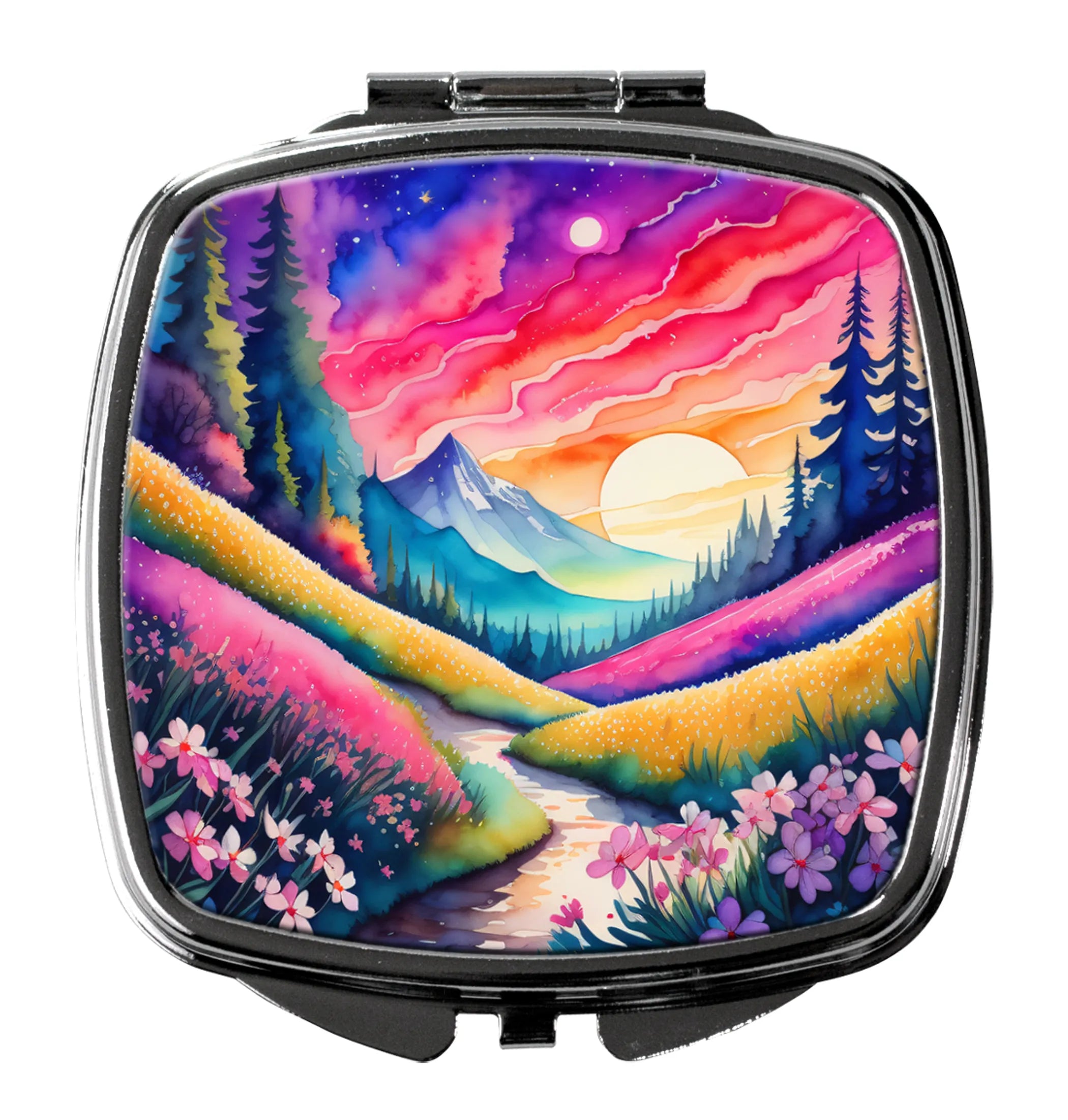 Colorful Flowers Compact Mirror - Pack Of: 1 | Collection name: Colorful flowers