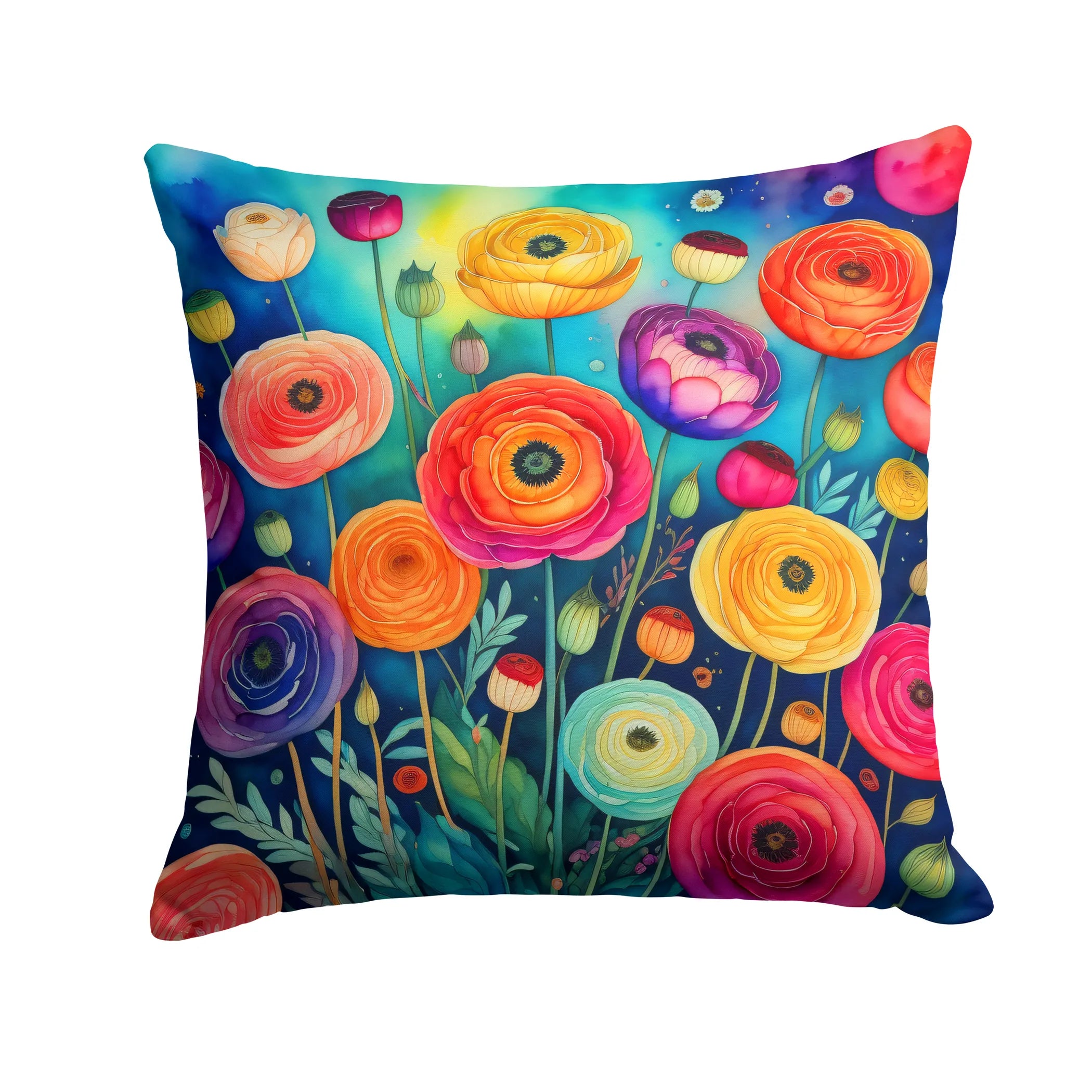 Colorful Flowers Throw Pillow - Pack Of: 1 | Collection name: Colorful flowers