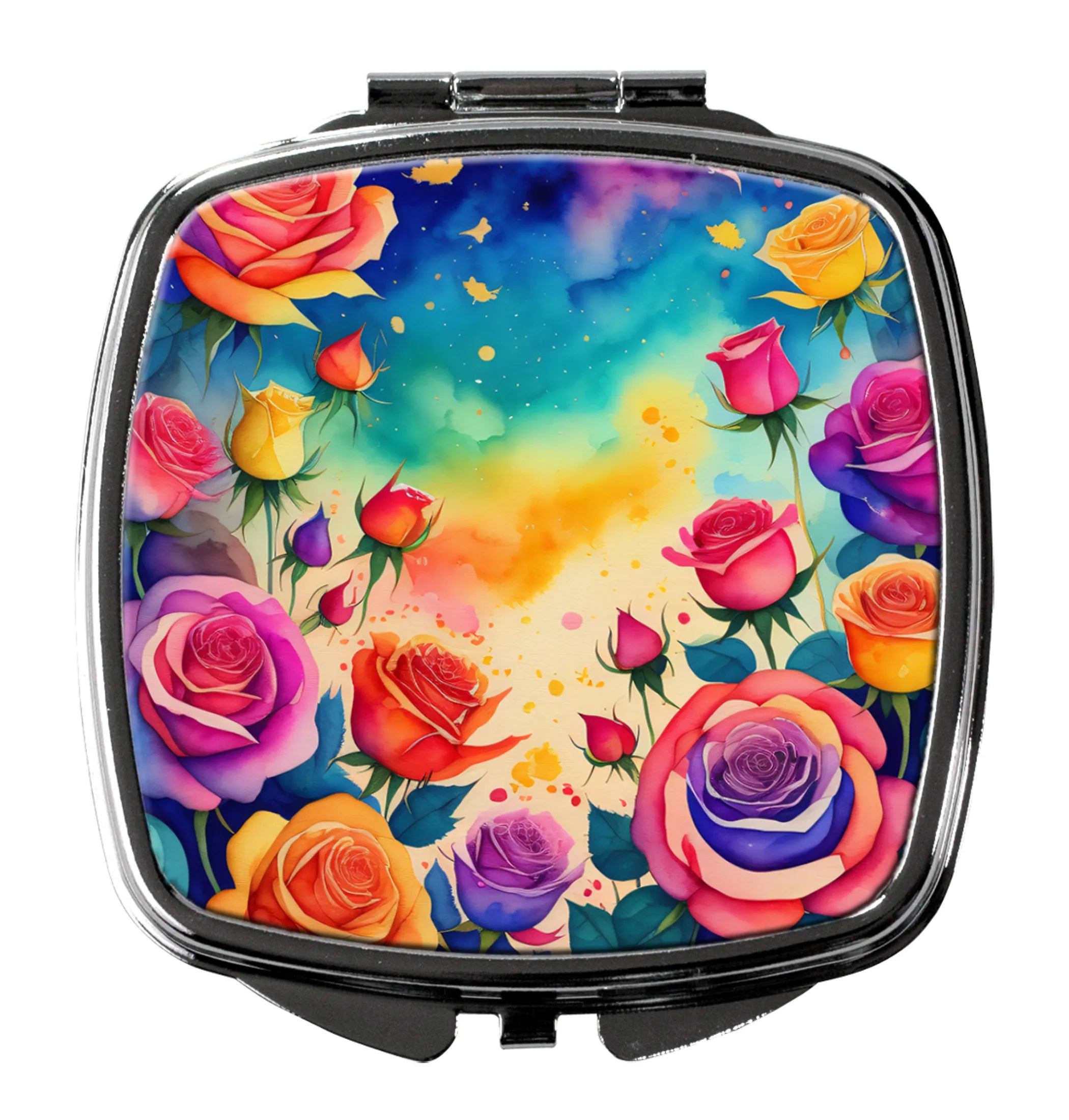 Colorful Flowers Compact Mirror - Pack Of: 1 | Collection name: Colorful flowers