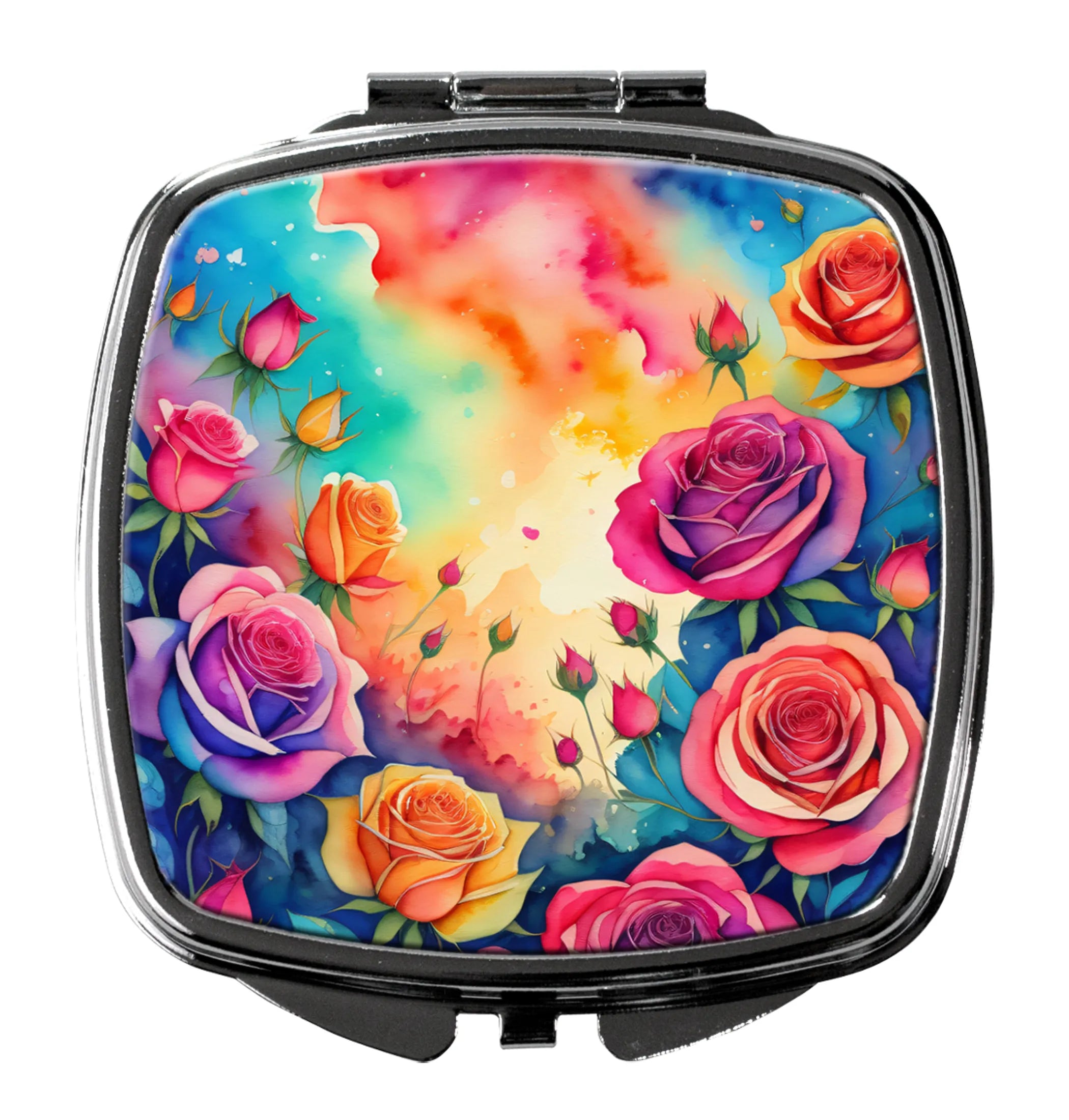 Colorful Flowers Compact Mirror - Pack Of: 1 | Collection name: Colorful flowers