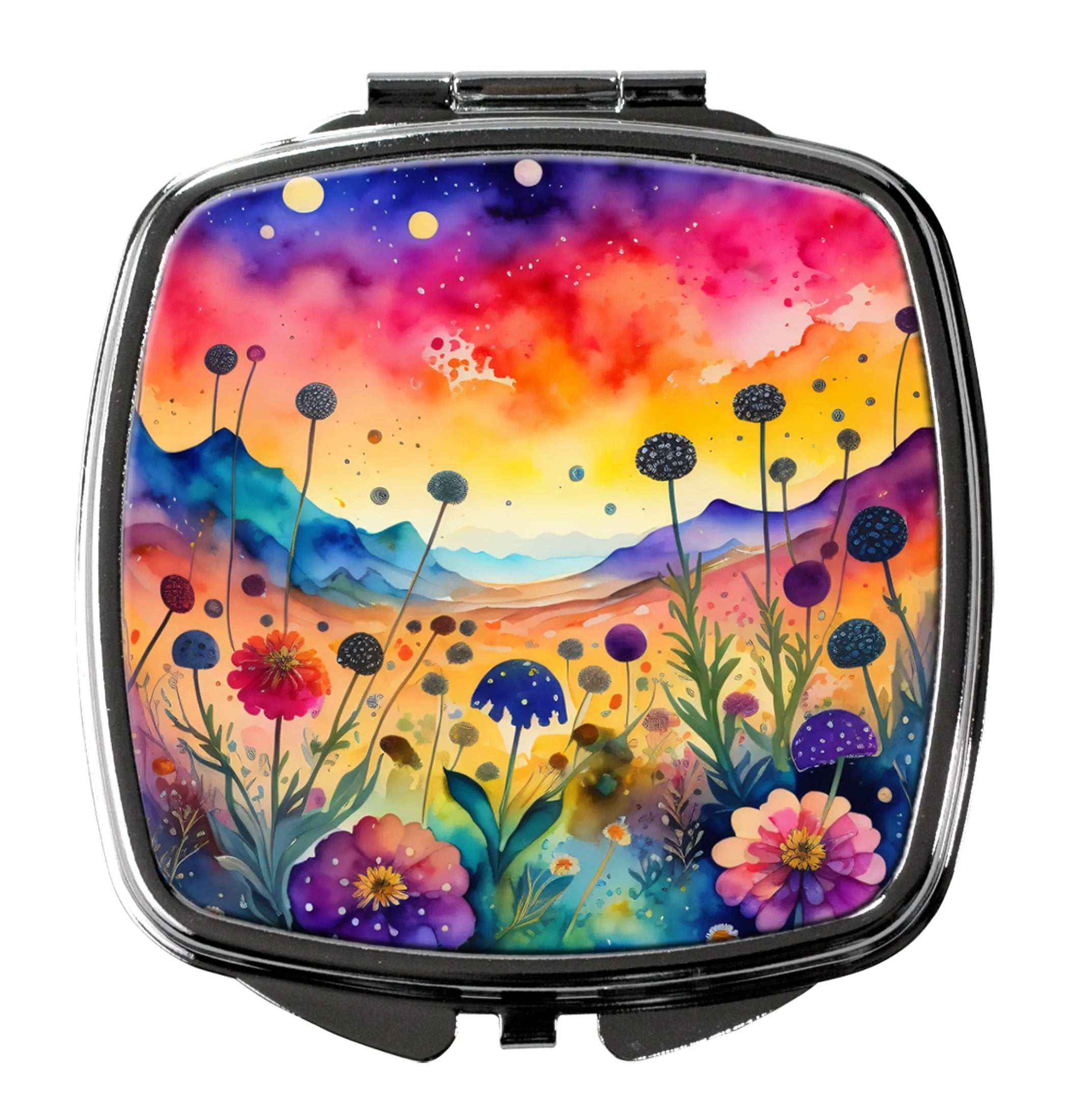 Colorful Flowers Compact Mirror - Pack Of: 1 | Collection name: Colorful flowers