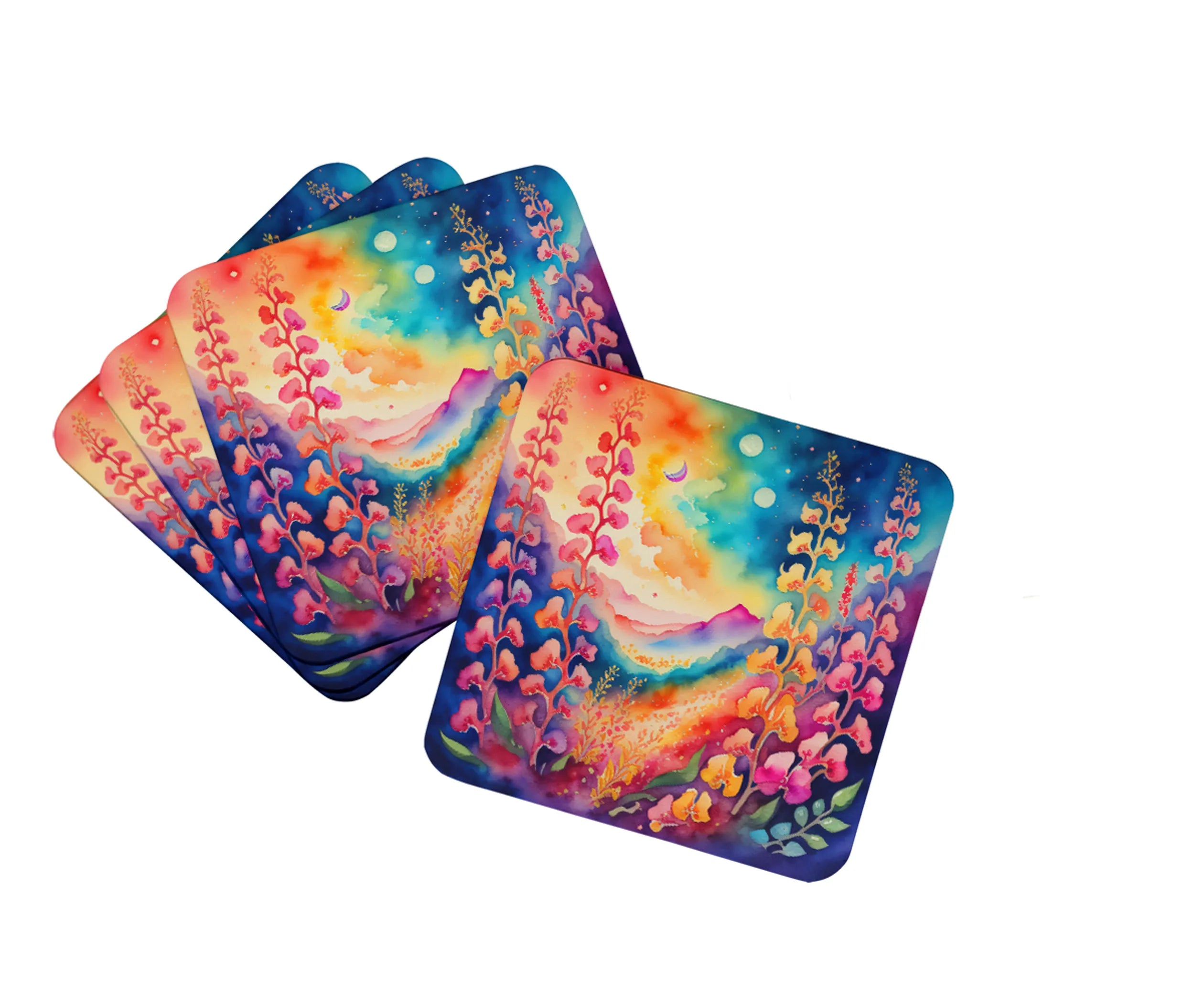 Colorful Flowers Foam Coasters - Size: 3.5 | Pack Of: 1 | Collection name: Colorful flowers