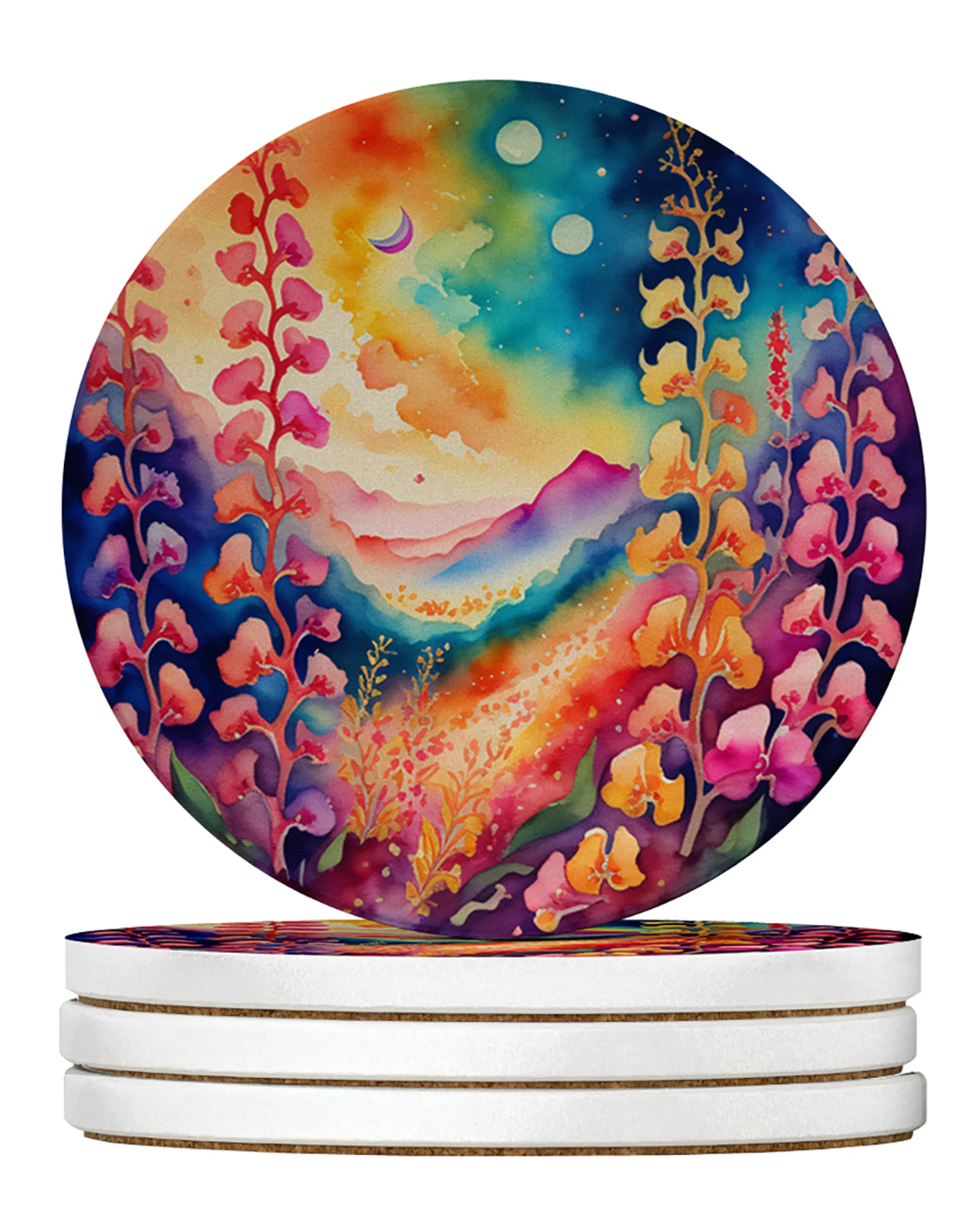 Colorful Flowers Large Sandstone Coasters Pack of 4