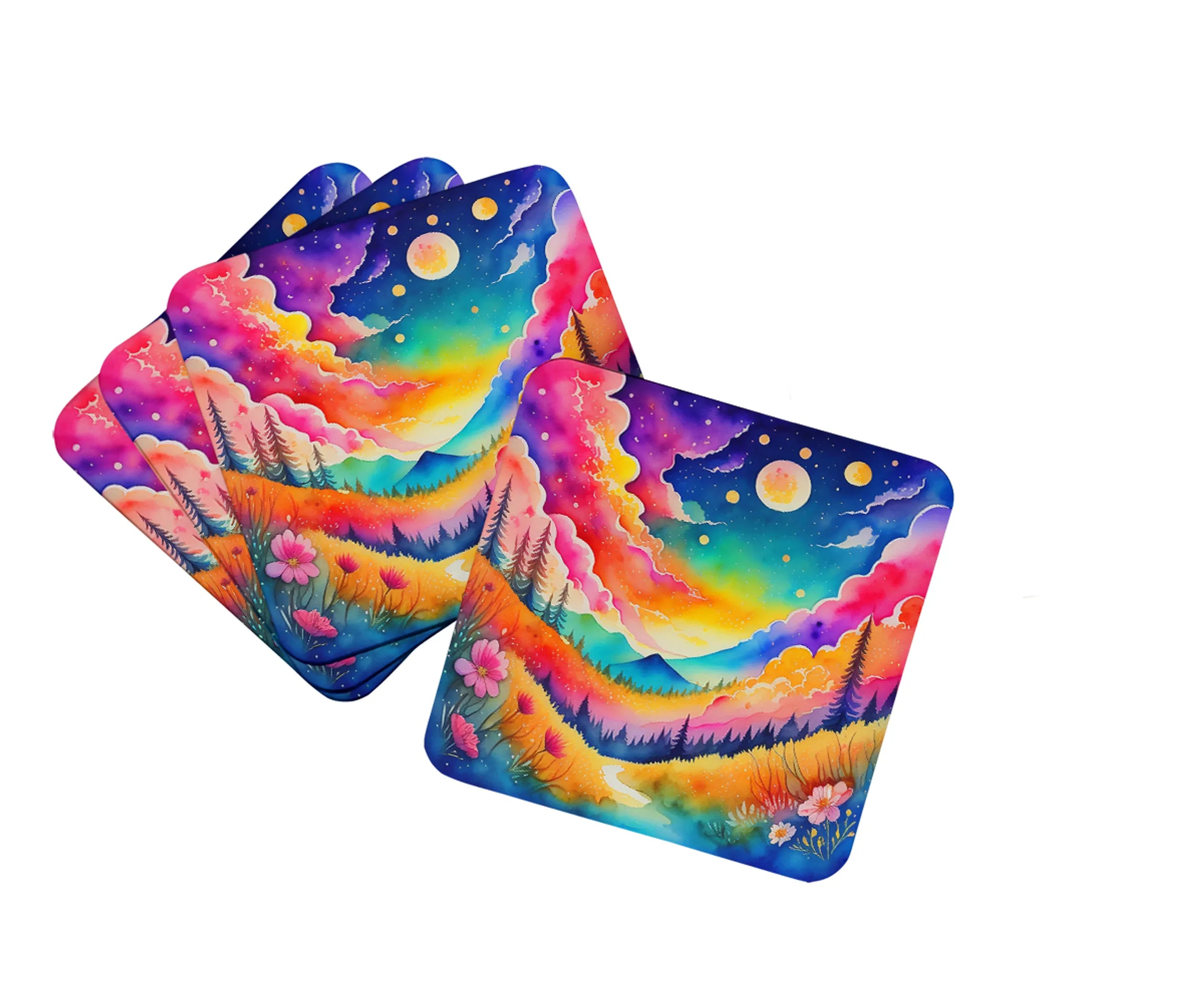Colorful Flowers Foam Coasters - Size: 3.5 | Pack Of: 1 | Collection name: Colorful flowers