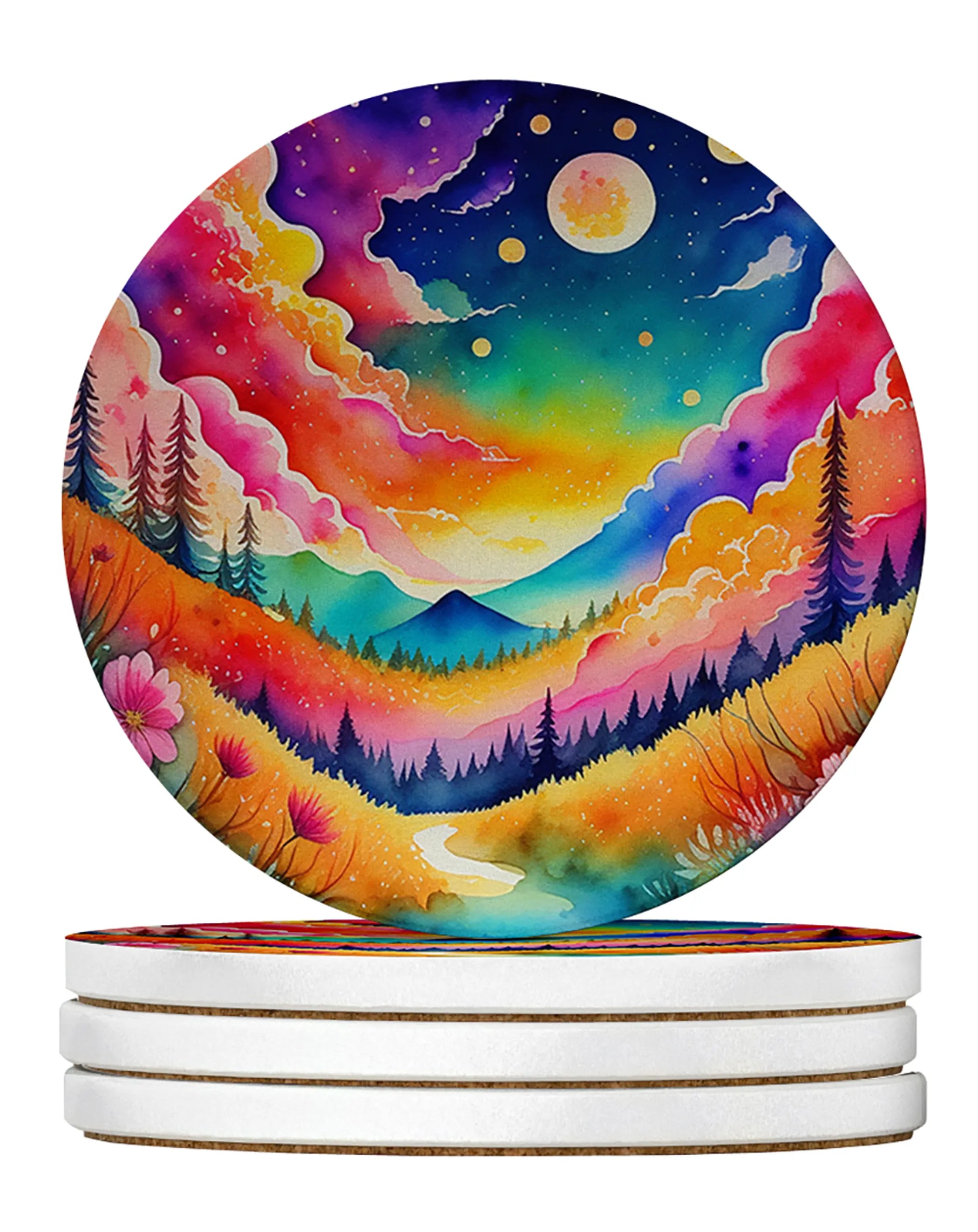 Colorful Flowers Large Sandstone Coasters Pack of 4
