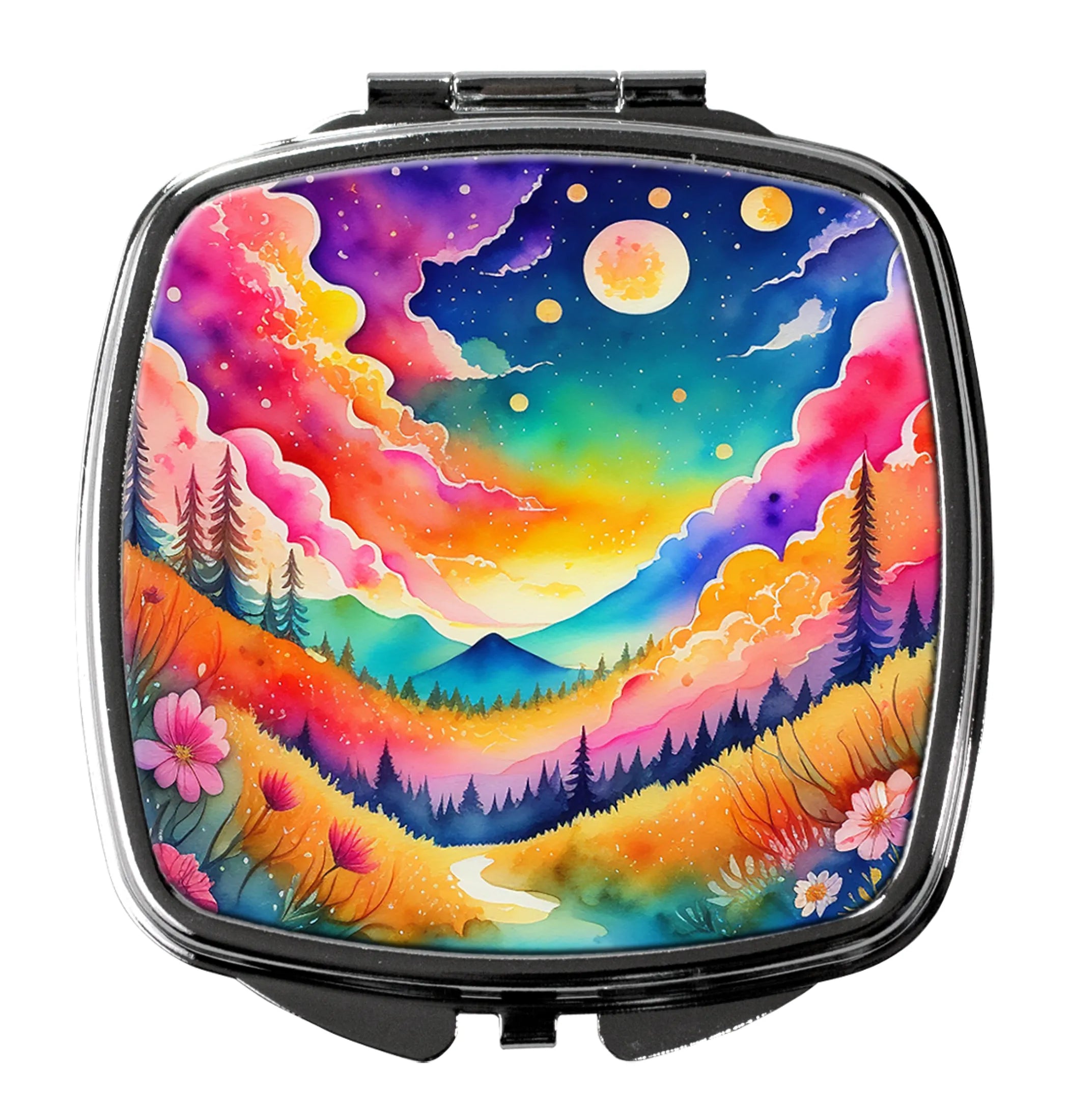 Colorful Flowers Compact Mirror - Pack Of: 1 | Collection name: Colorful flowers