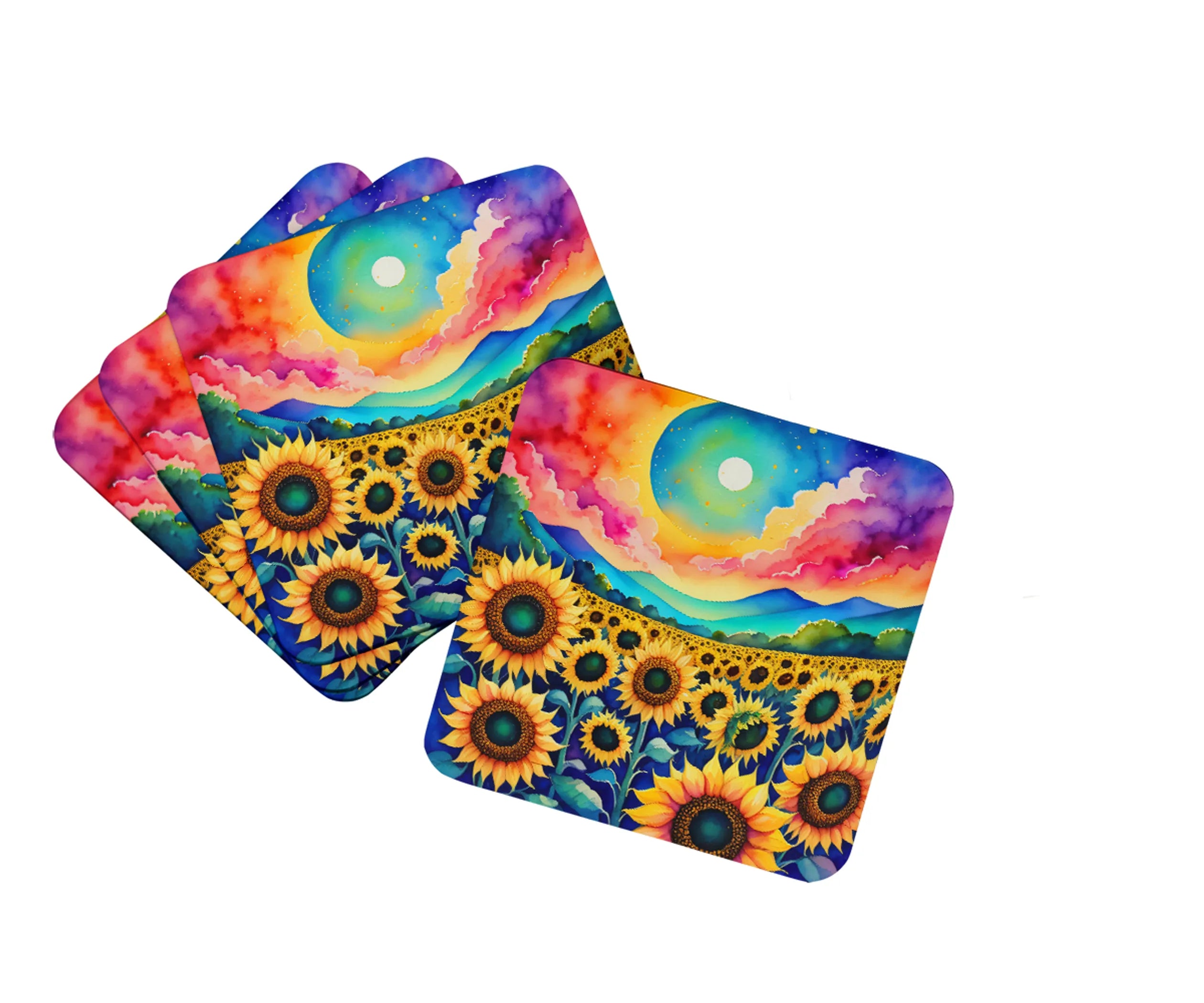 Colorful Flowers Foam Coasters - Size: 3.5 | Pack Of: 1 | Collection name: Colorful flowers