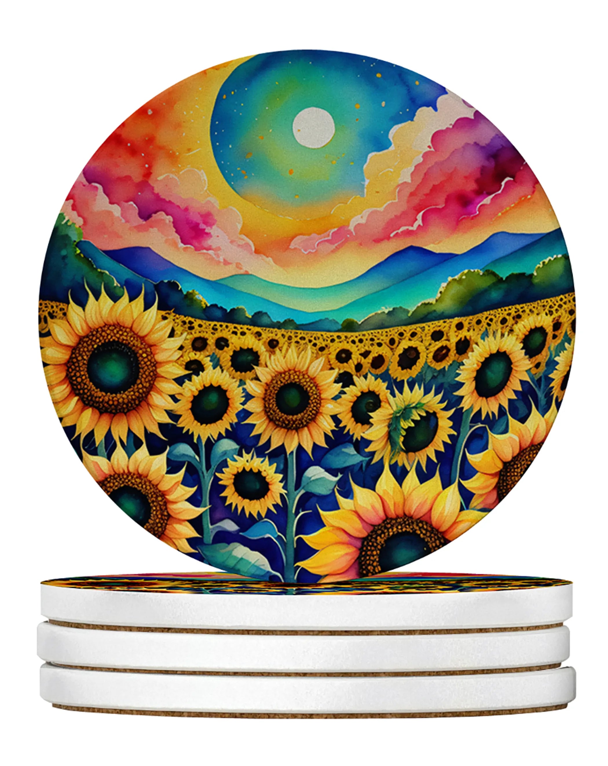 Colorful Flowers Large Sandstone Coasters Pack of 4