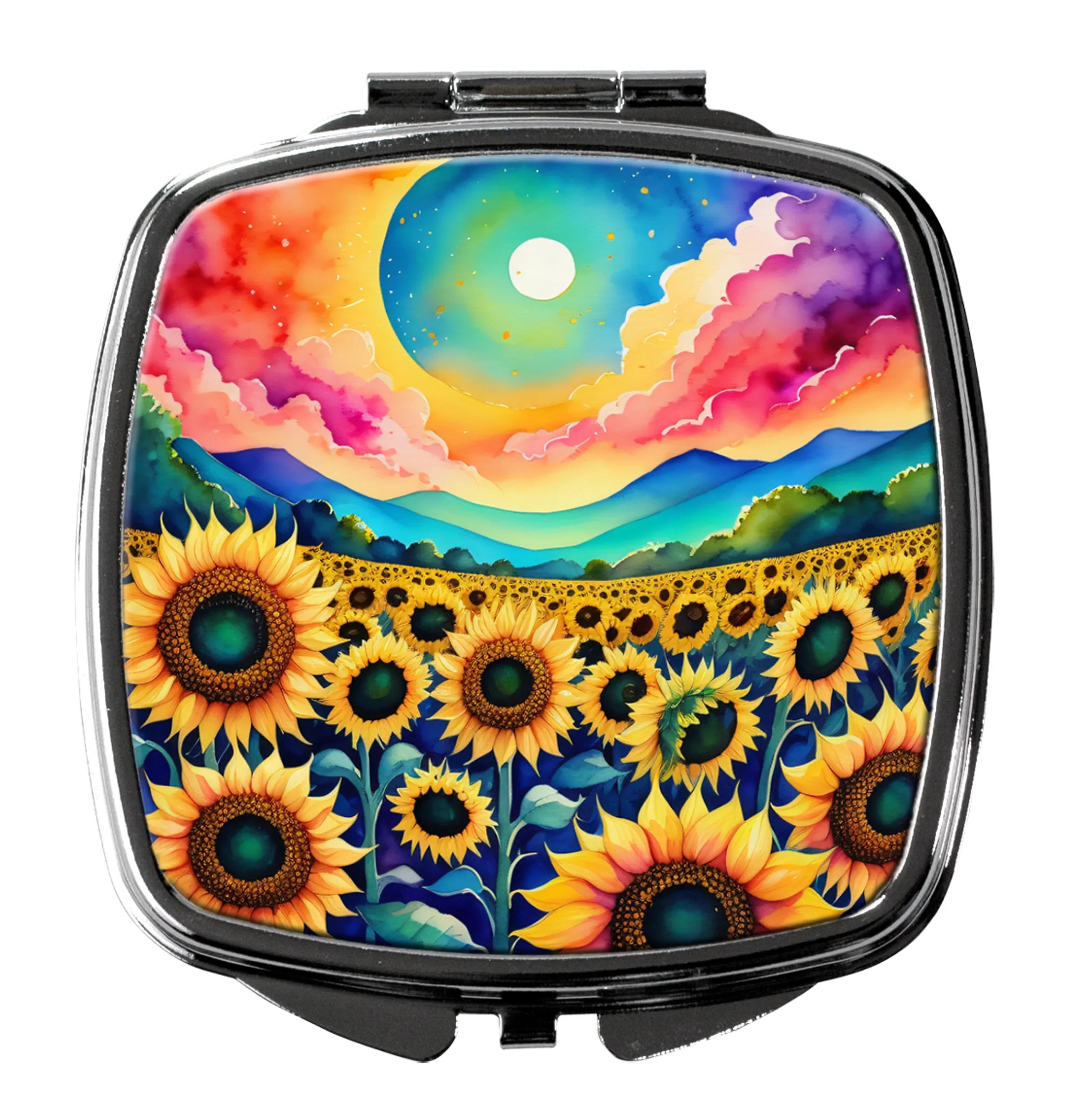 Colorful Flowers Compact Mirror - Pack Of: 1 | Collection name: Colorful flowers