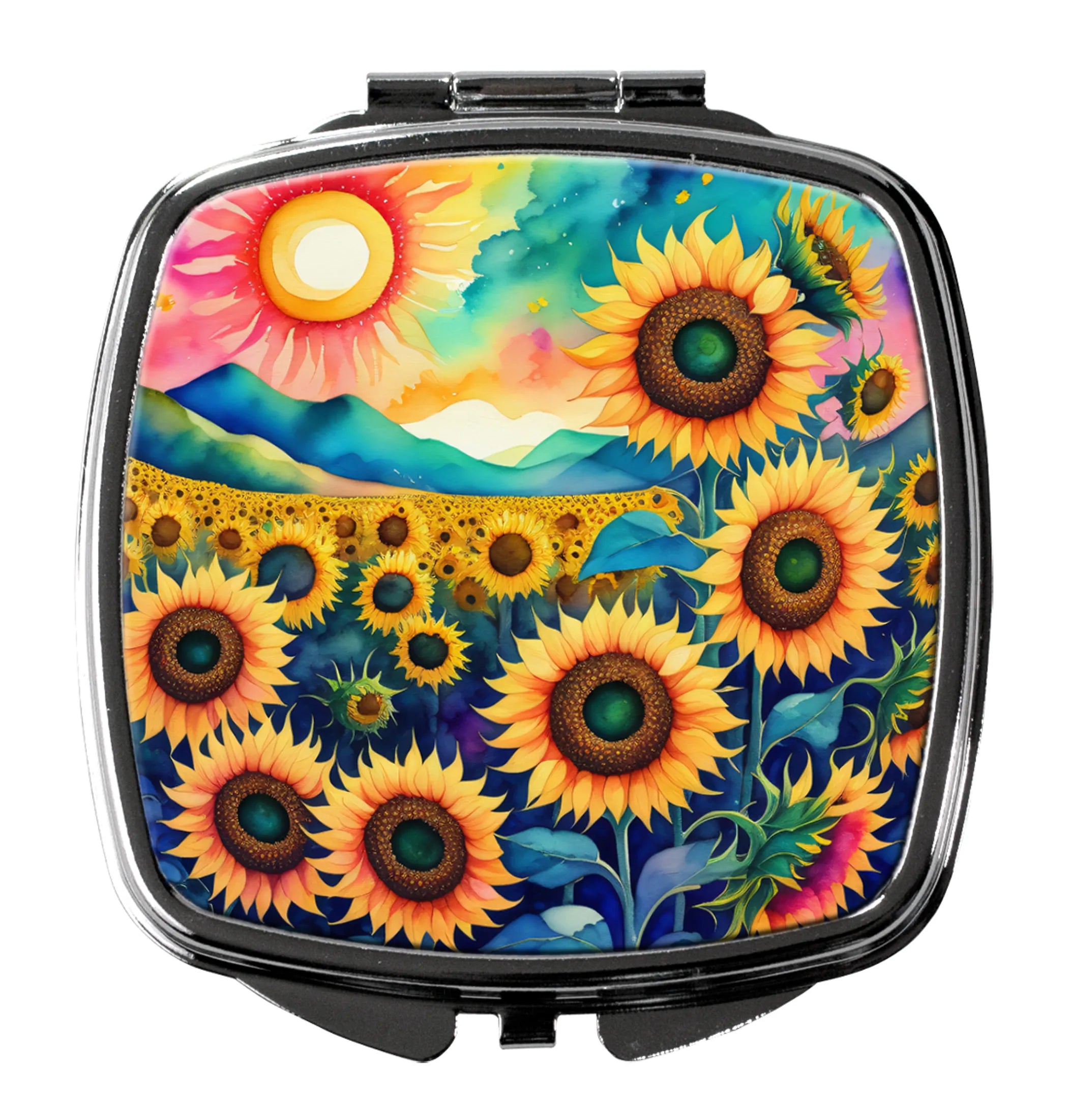 Colorful Flowers Compact Mirror - Pack Of: 1 | Collection name: Colorful flowers