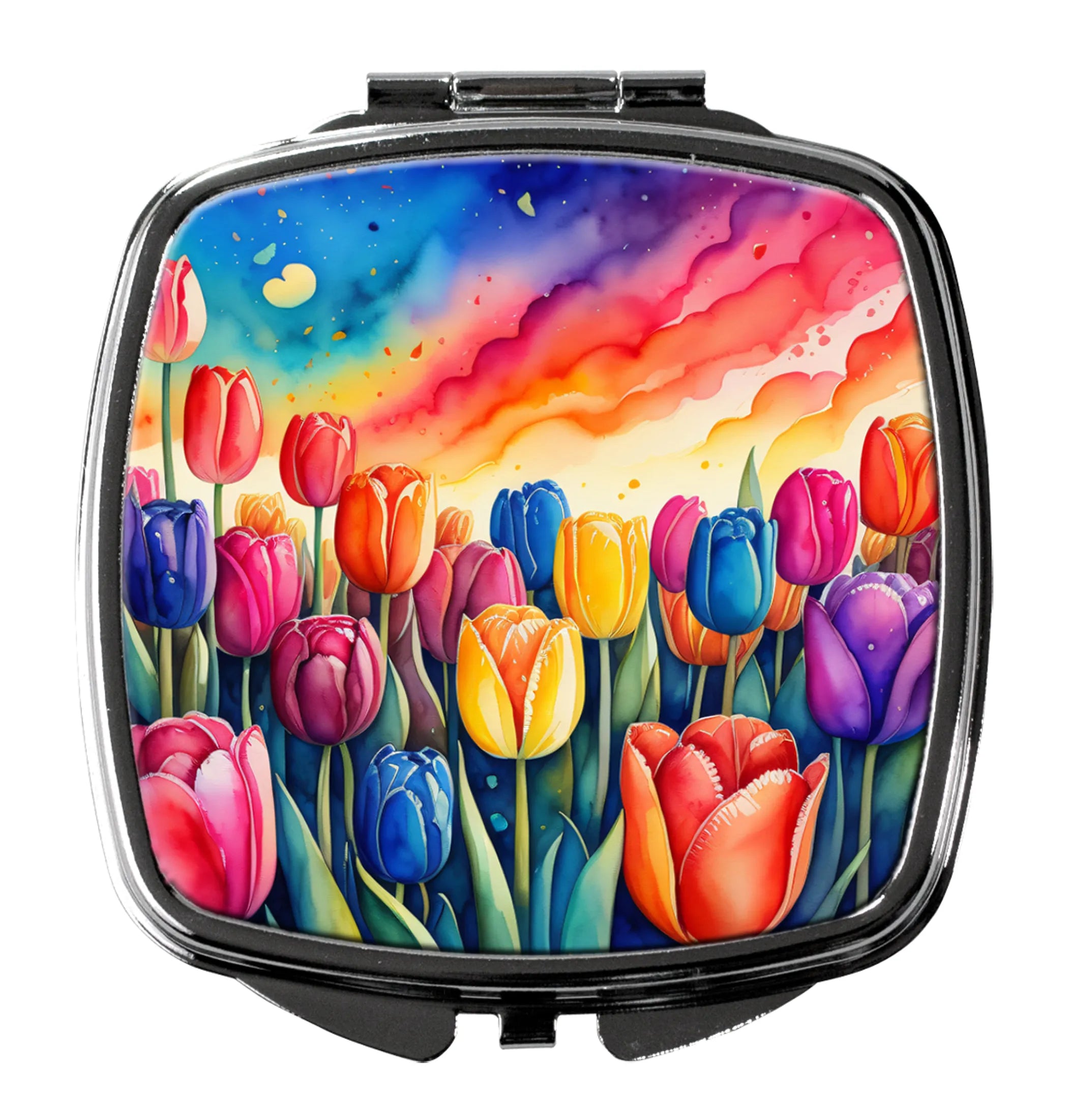 Colorful Flowers Compact Mirror - Pack Of: 1 | Collection name: Colorful flowers